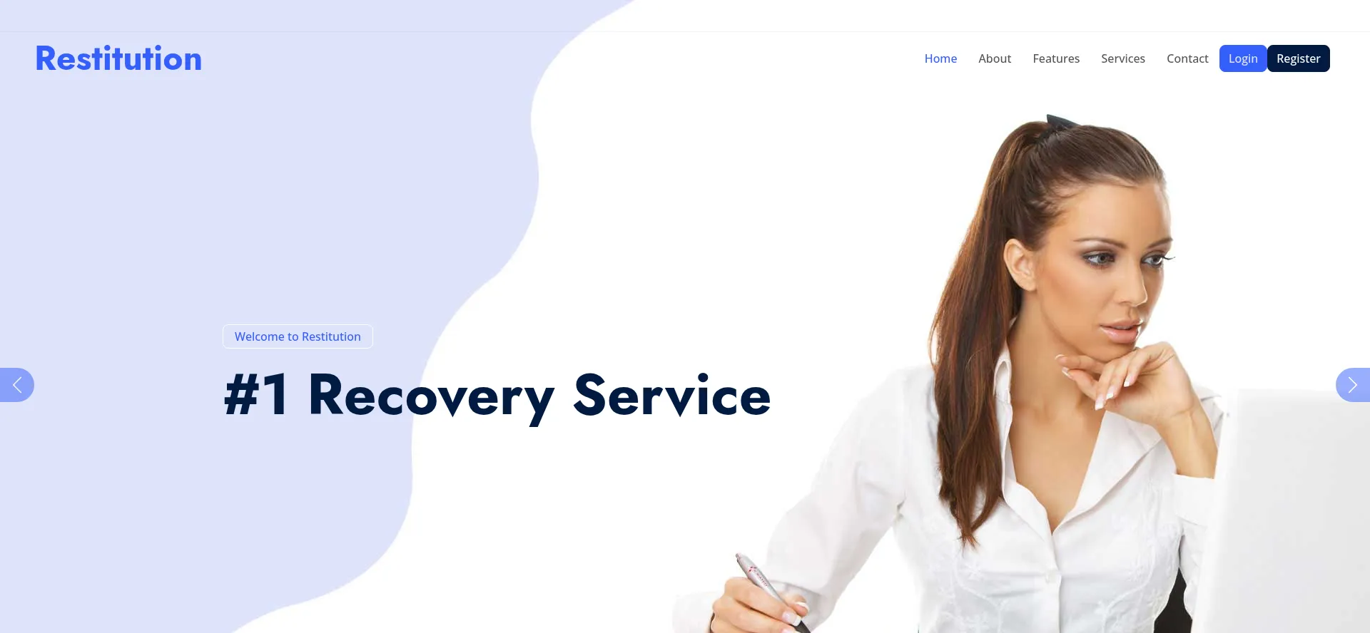 Website screenshot of Restitution.info