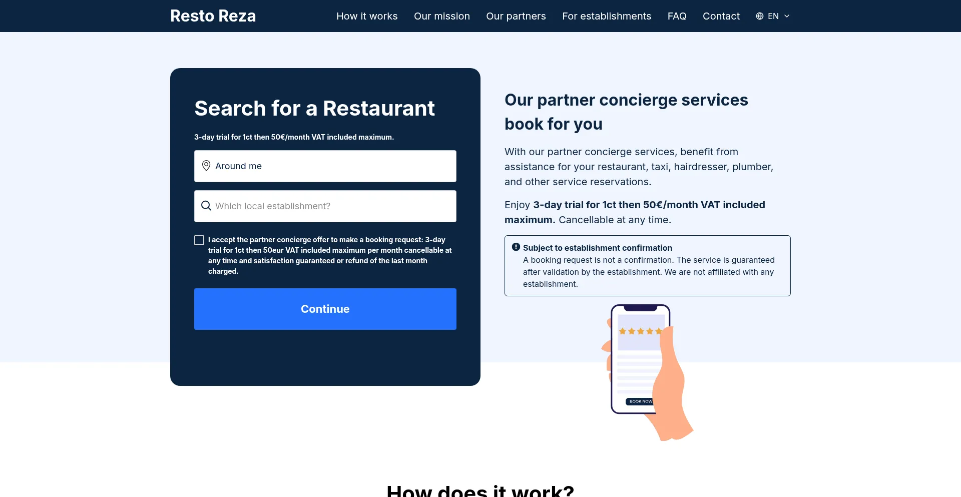 Website screenshot of Resto-reza.com