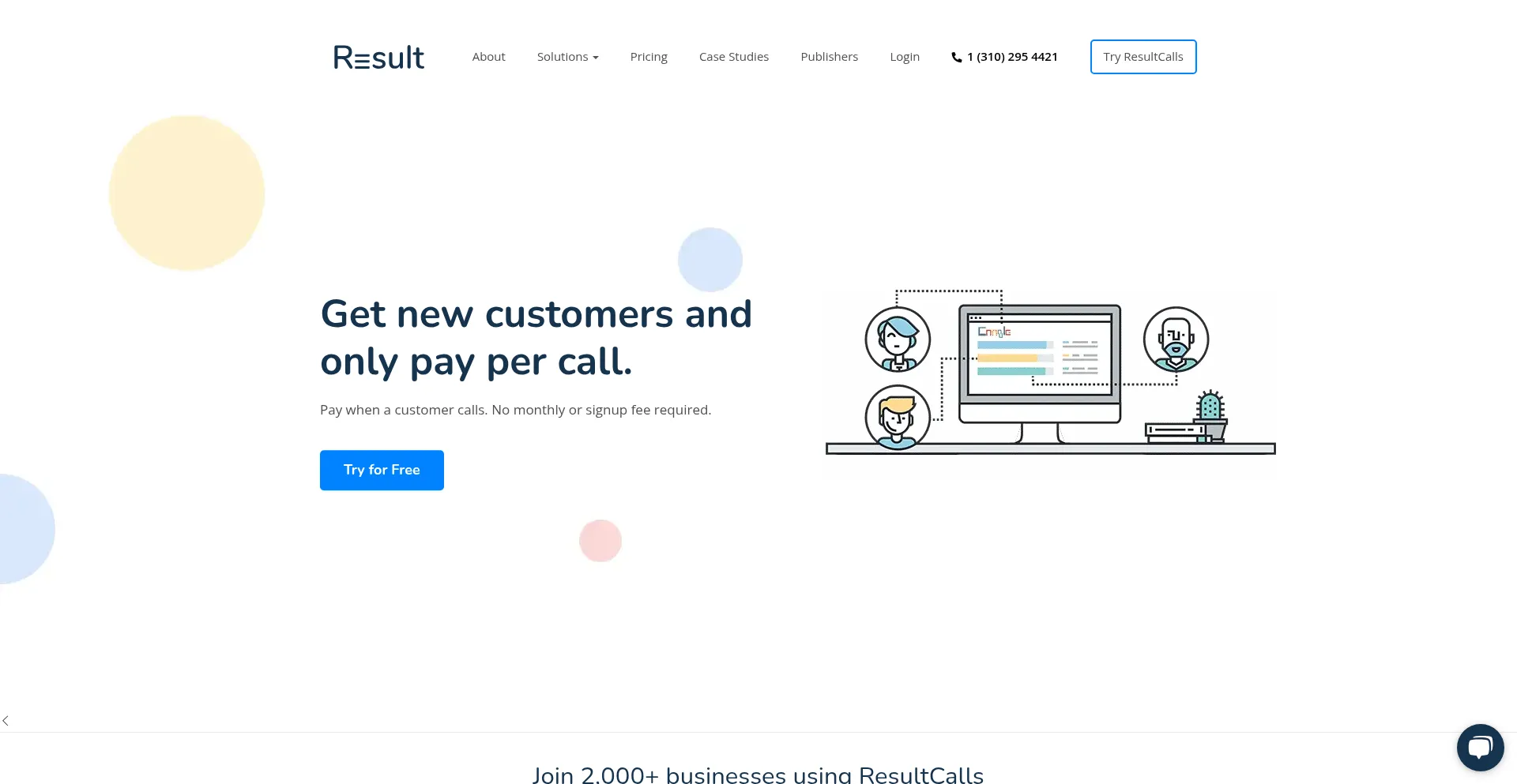 Website screenshot of Resultcalls.com
