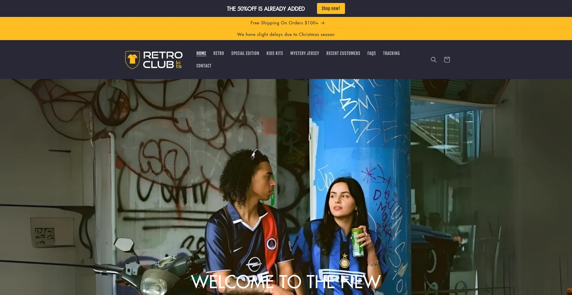 Website screenshot of Retroclubkit.co