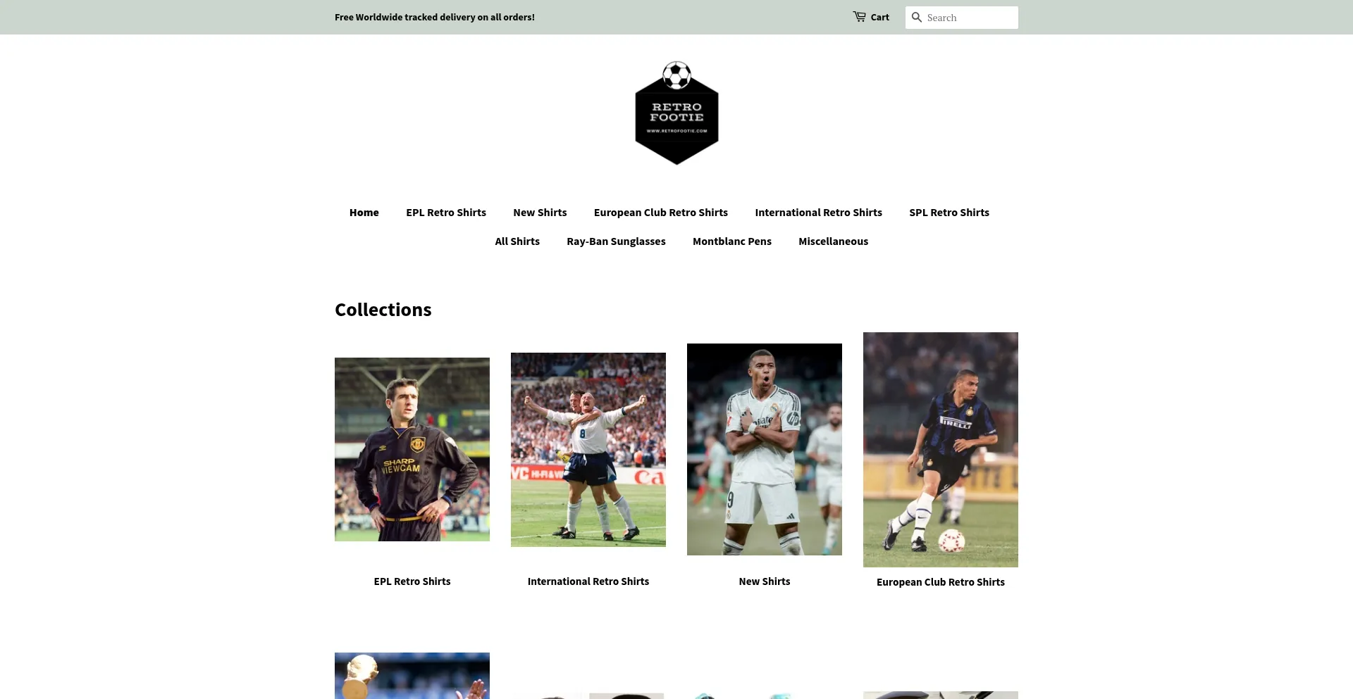 Website screenshot of Retrofootie.com