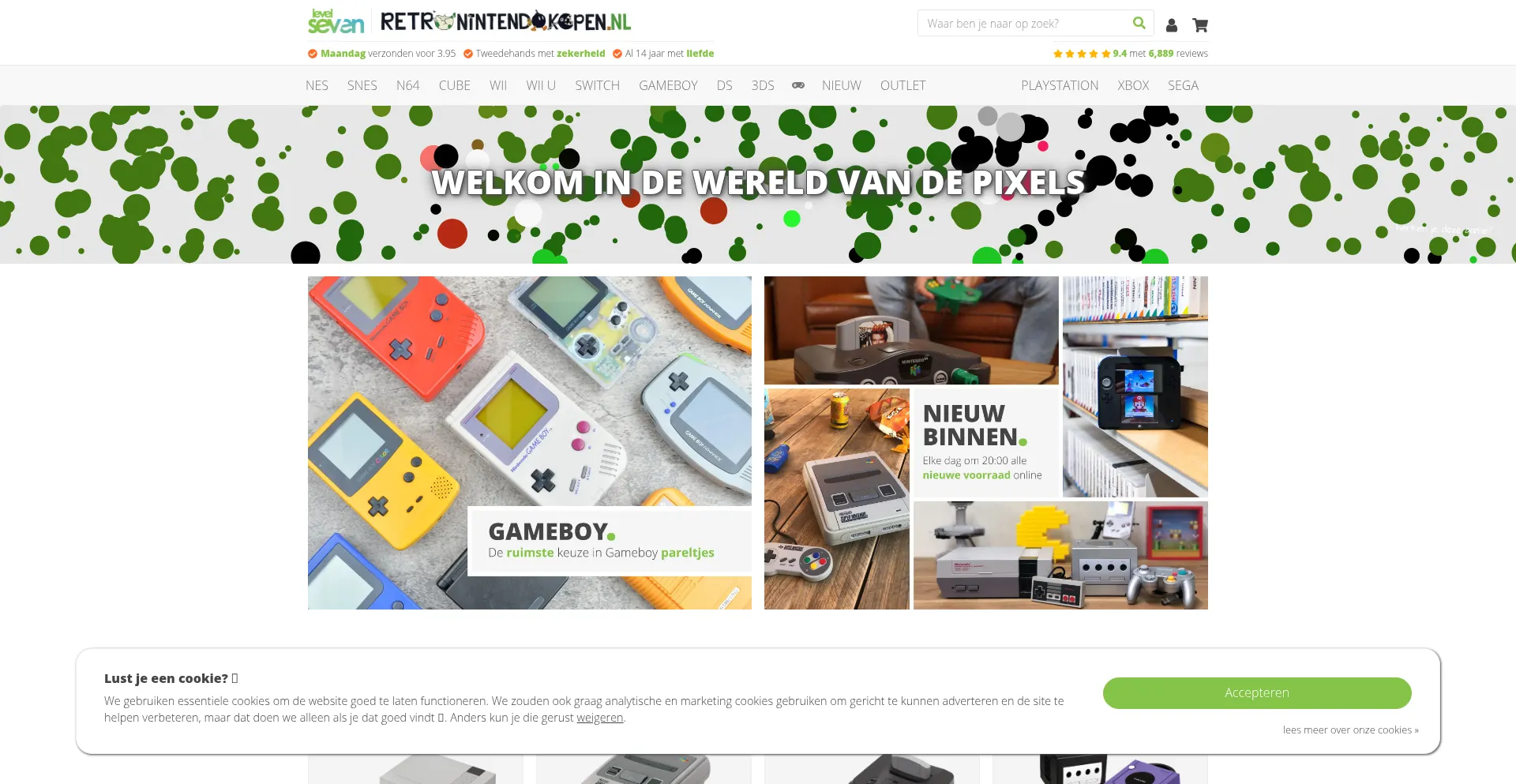 Website screenshot of Retronintendokopen.nl