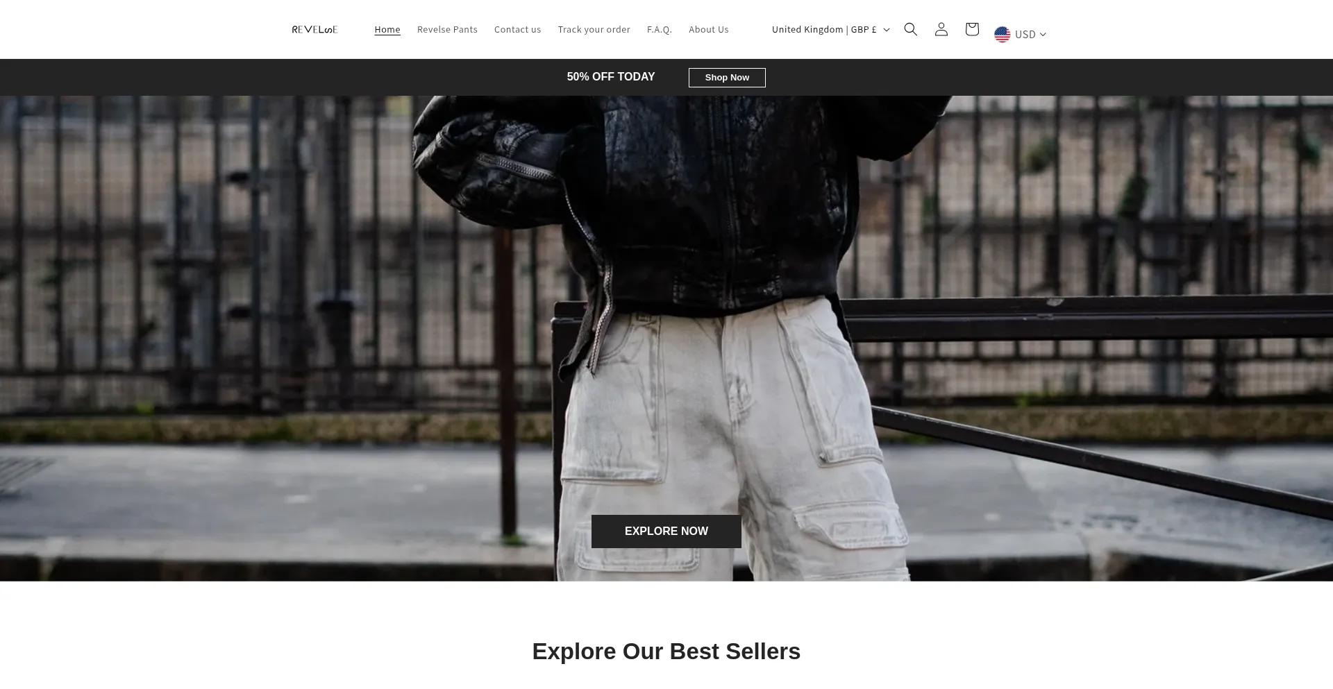 Website screenshot of Revelsestore.com