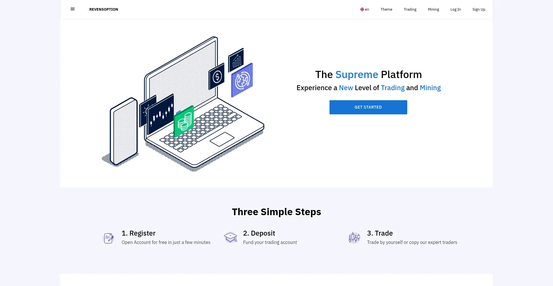 Website screenshot of Revensoption.live