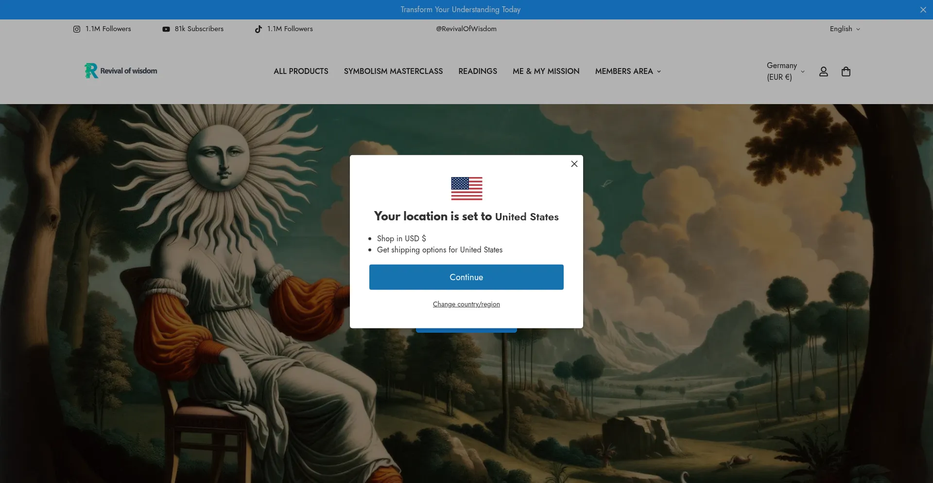 Website screenshot of Revivalofwisdom.com