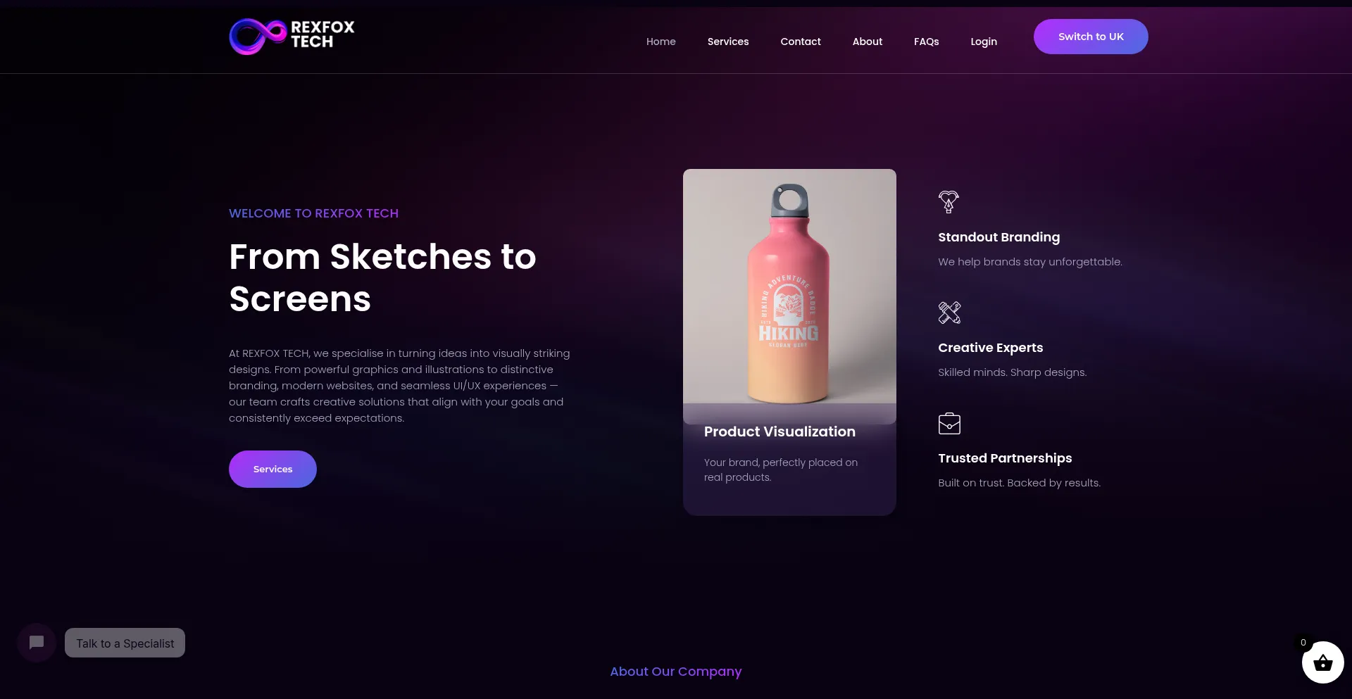 Website screenshot of Rexfoxtech.com