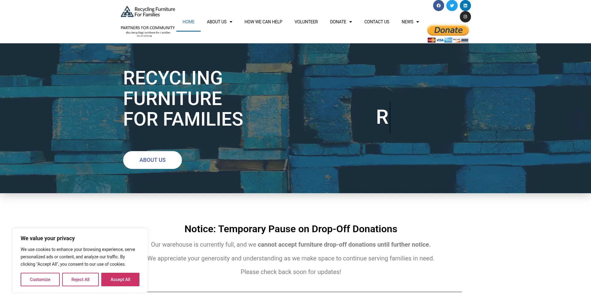 Website screenshot of Rf4f.org