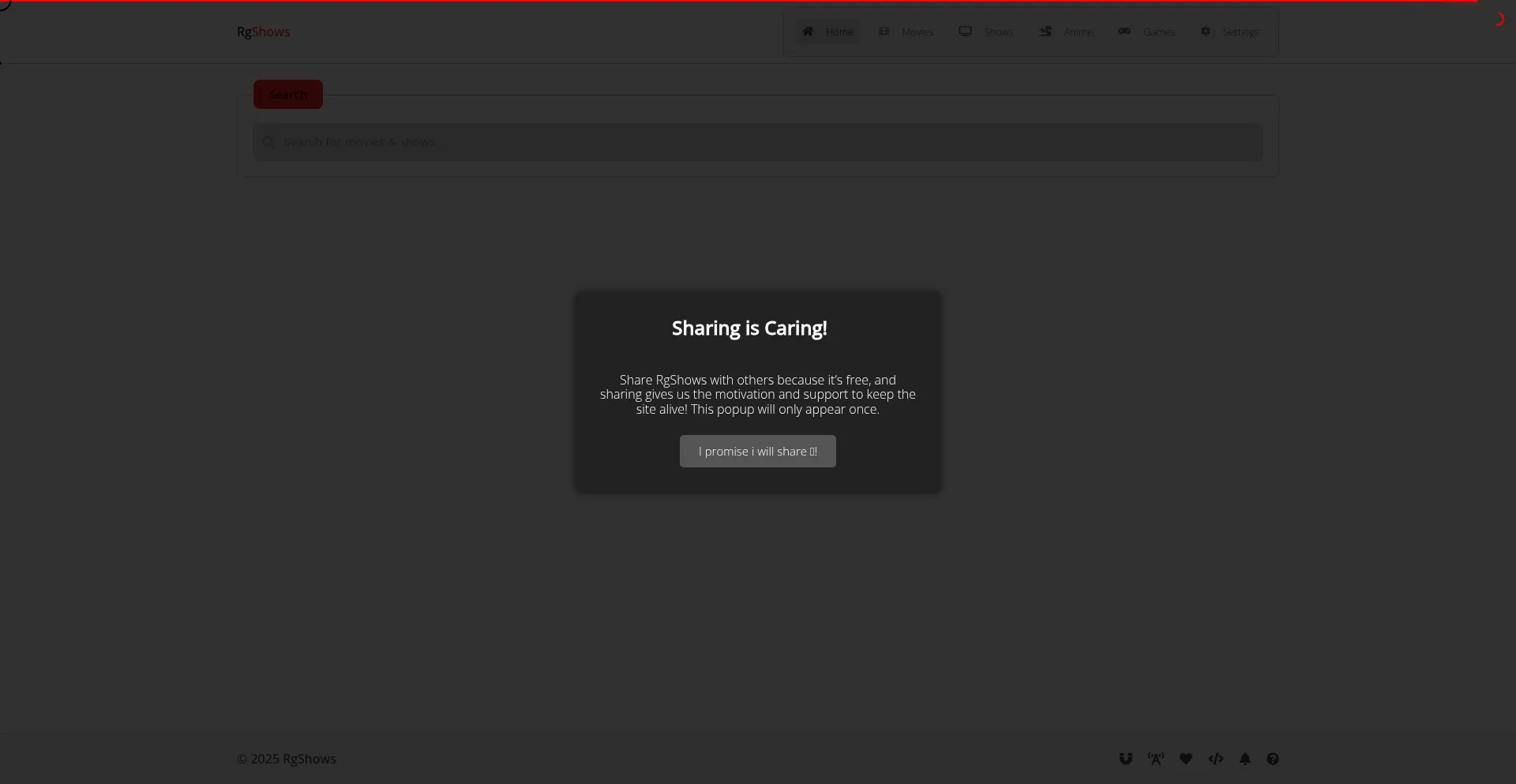 Website screenshot of Rgshows.me