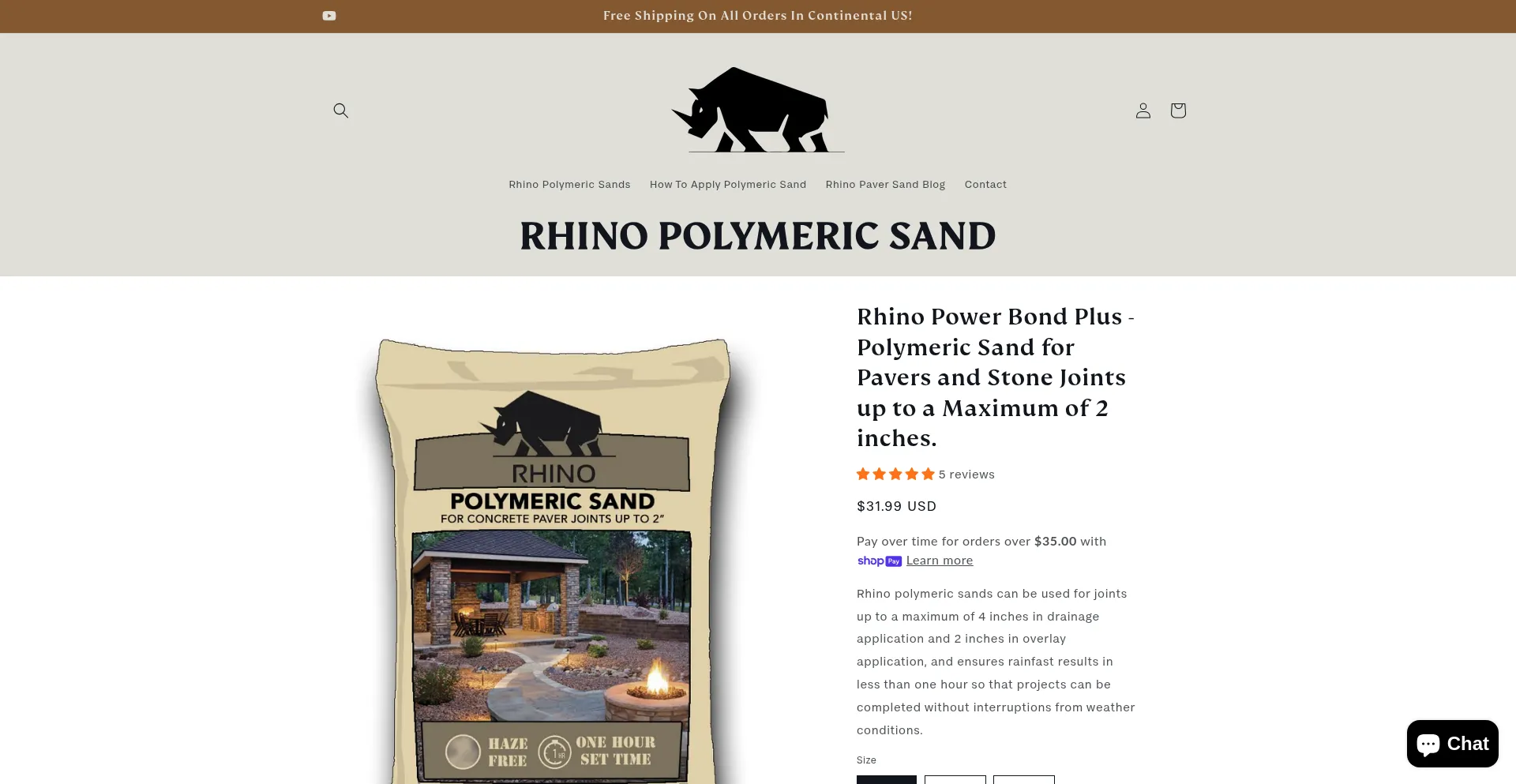 Website screenshot of Rhinopaversand.com