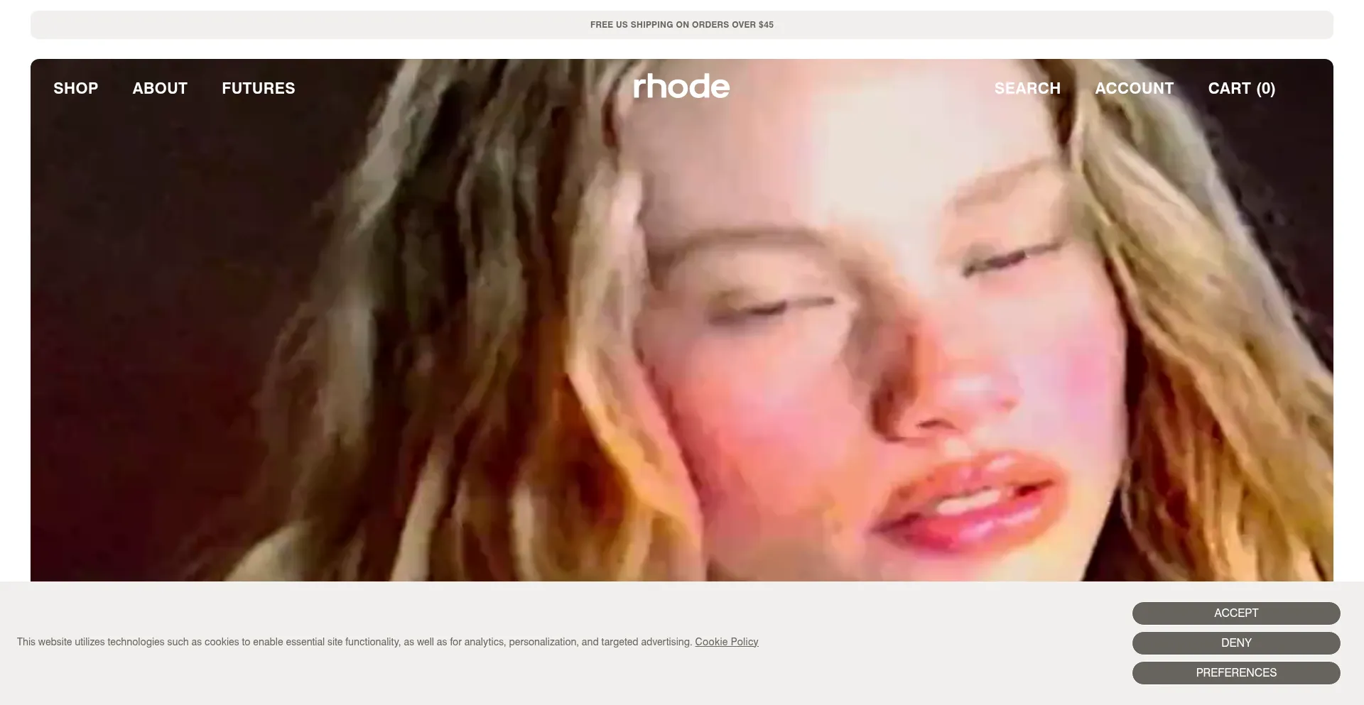 Website screenshot of Rhodeskin.com