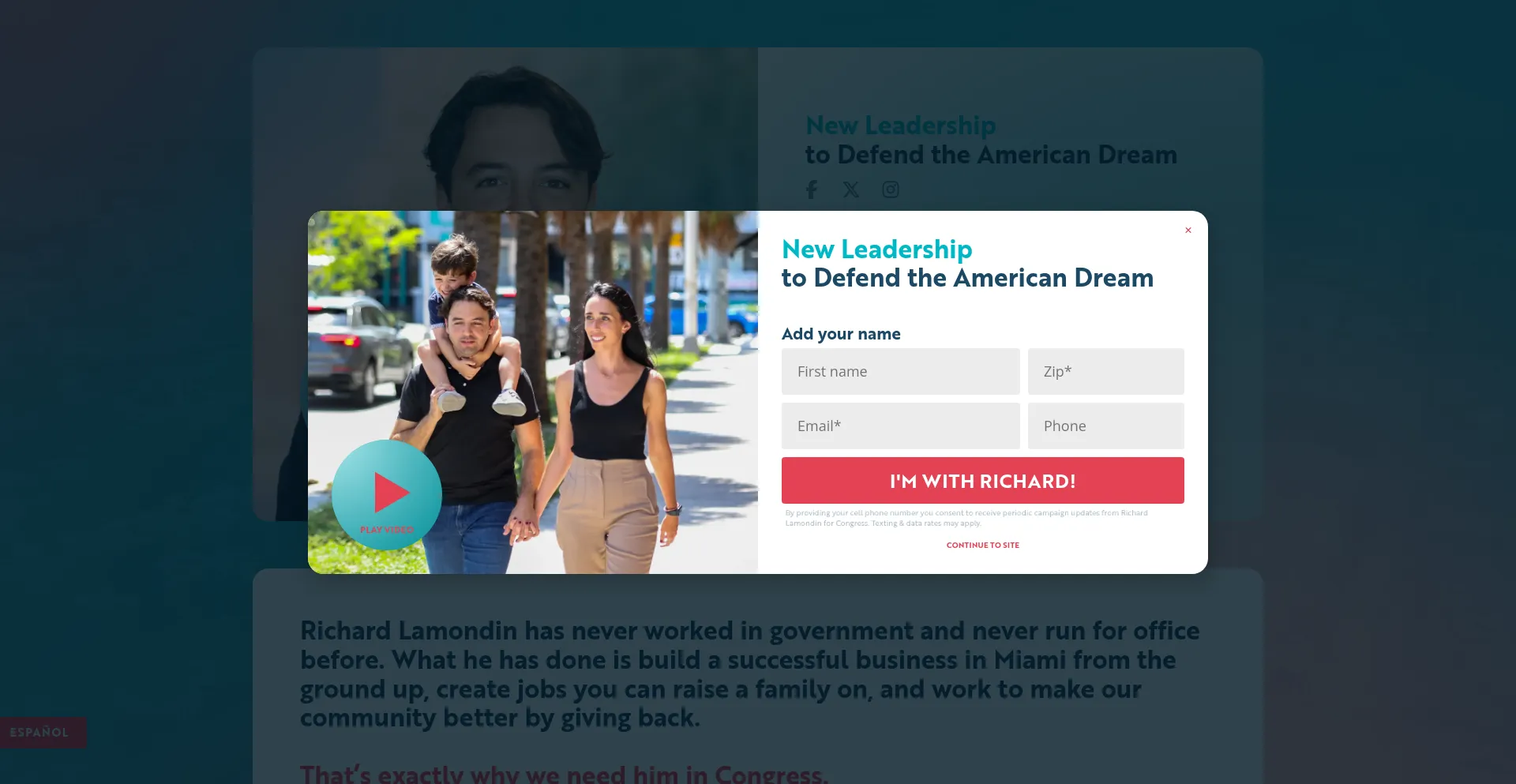Website screenshot of Richard4fl.org
