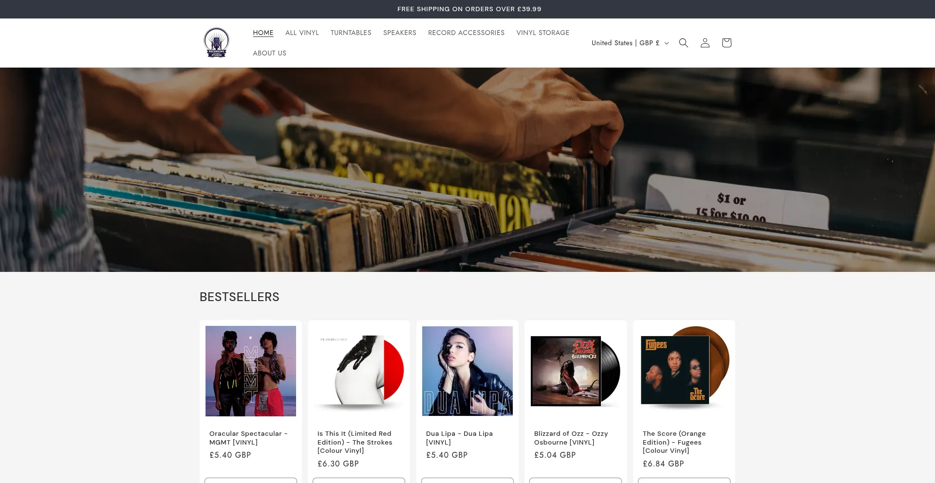 Website screenshot of Richardvinyl.com