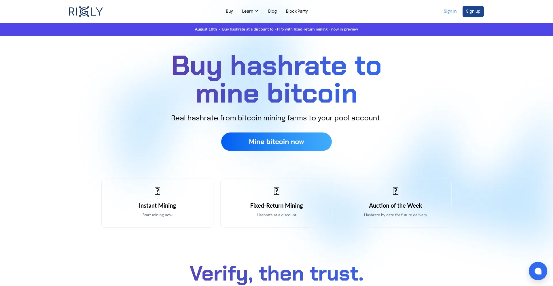 Website screenshot of Rigly.io