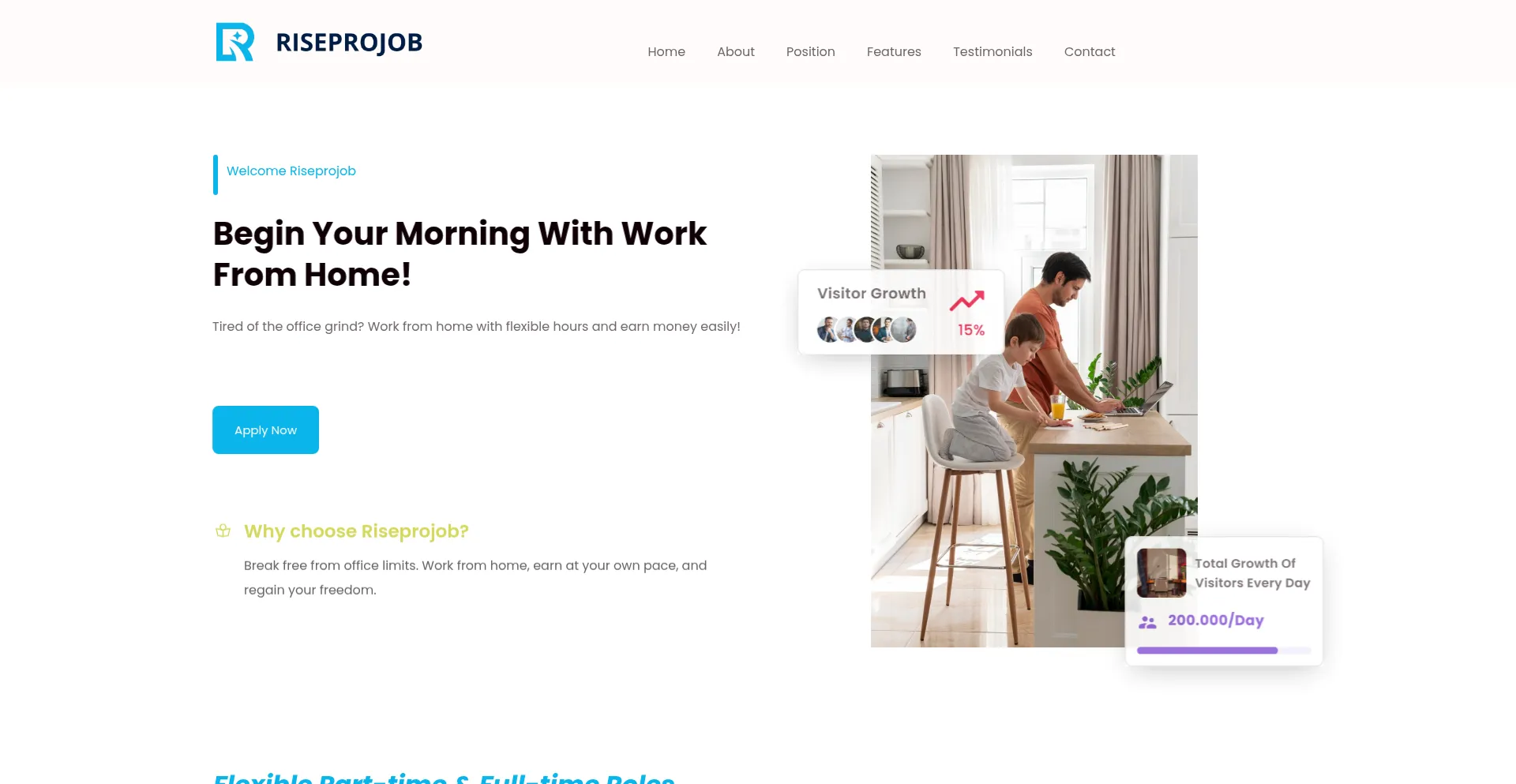 Website screenshot of Riseprojob.com