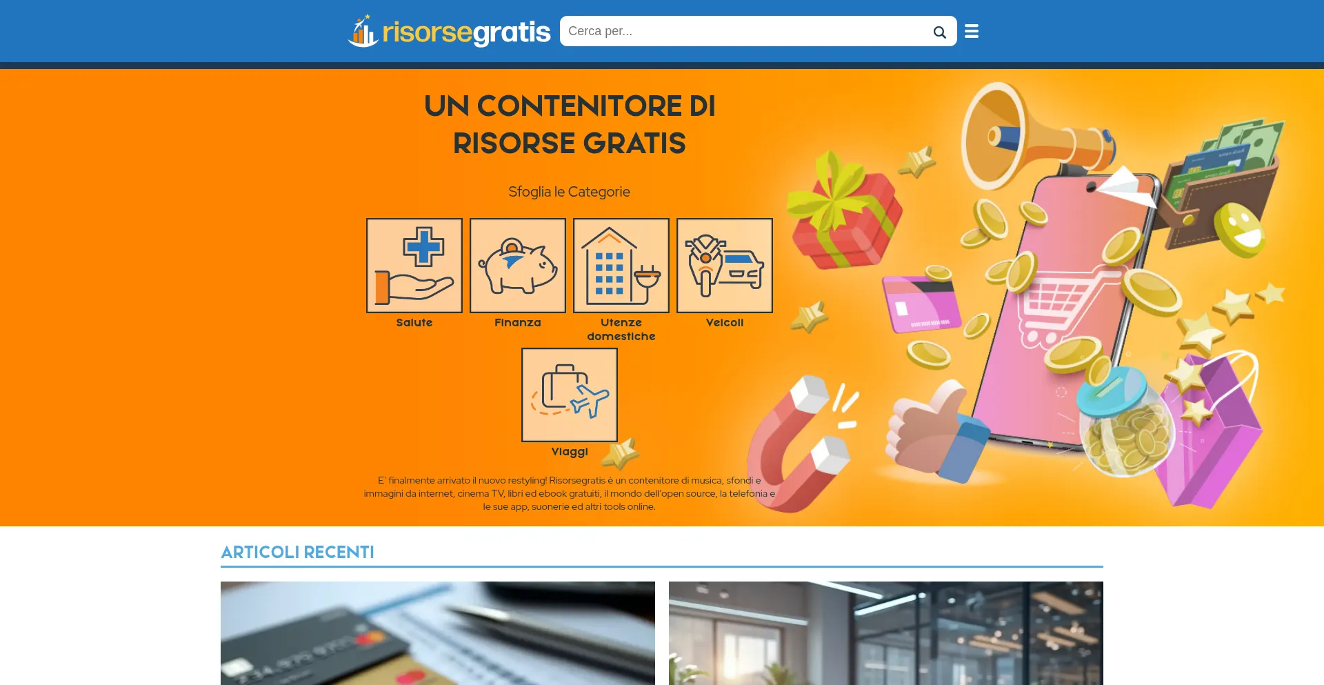 Website screenshot of Risorsegratis.org