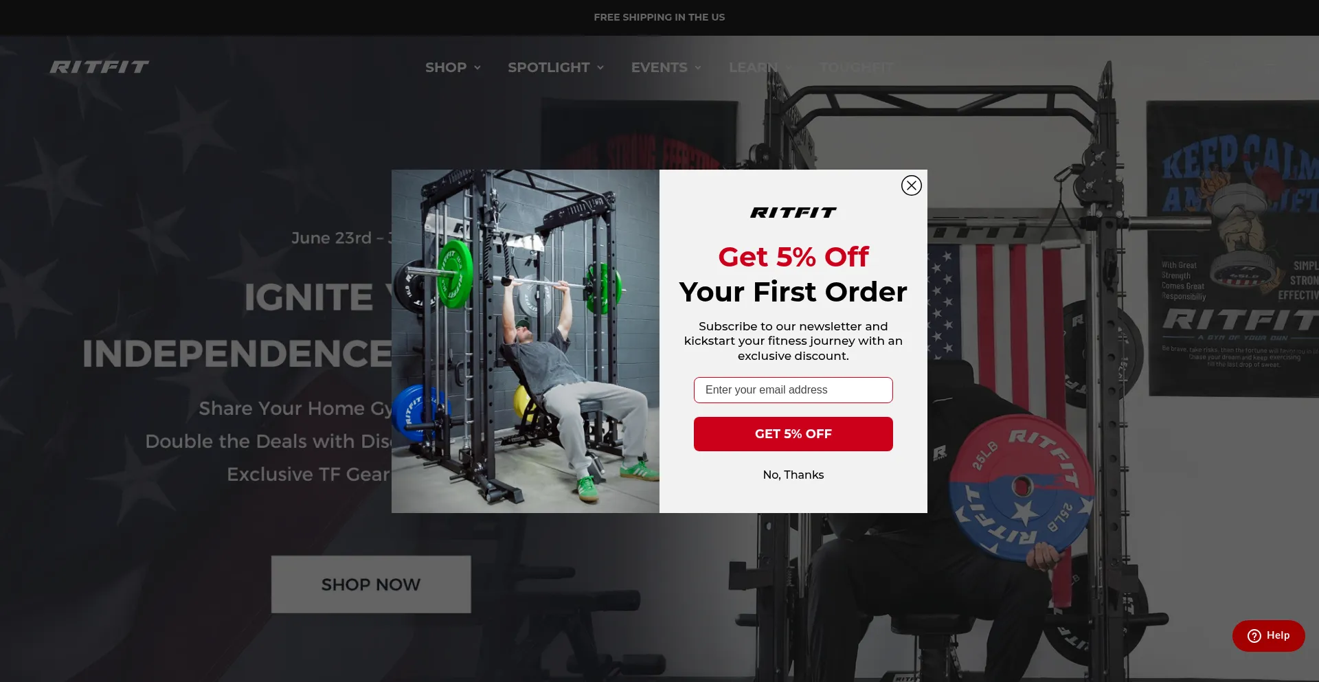 Website screenshot of Ritfitsports.com