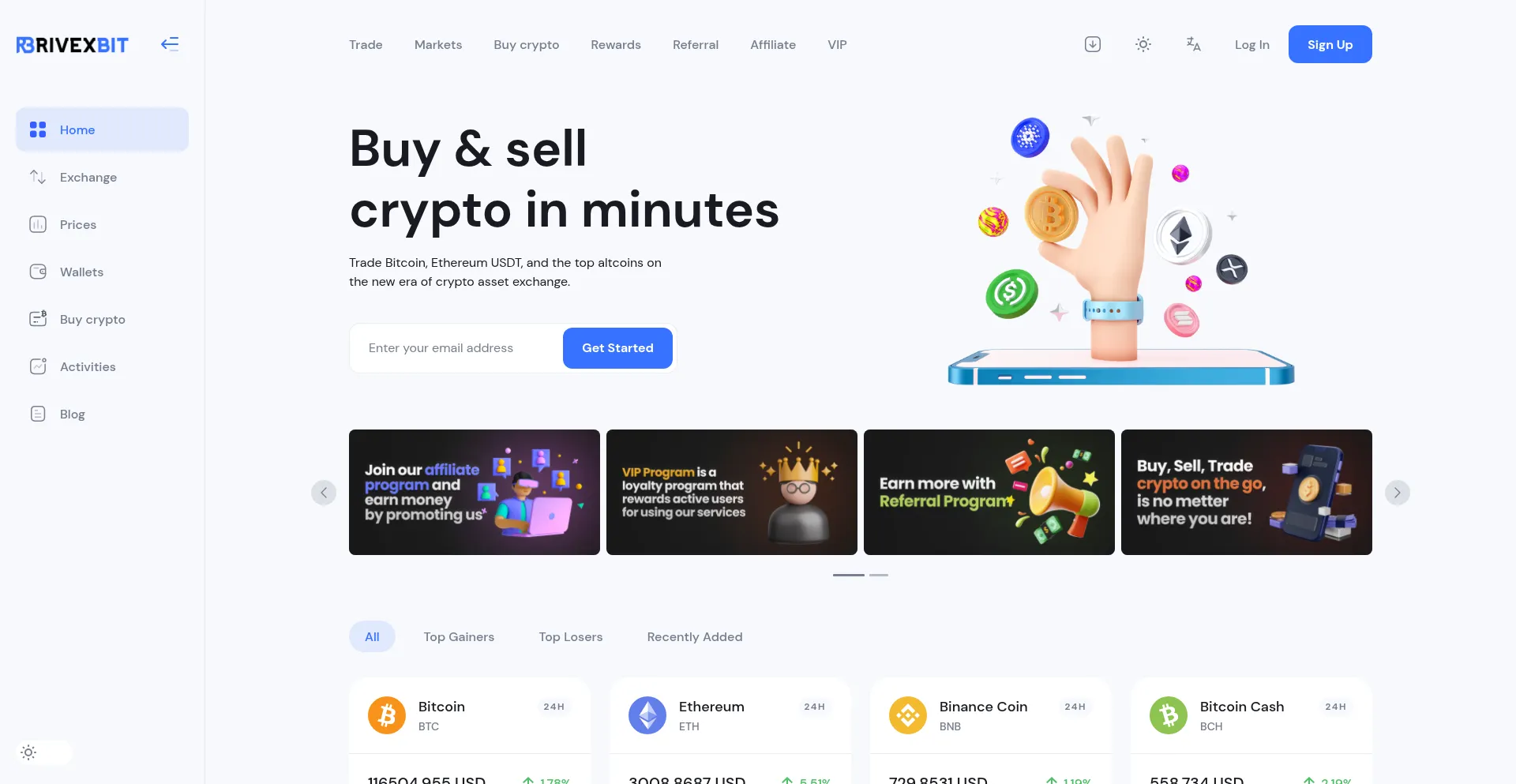 Website screenshot of Rivexbit.com