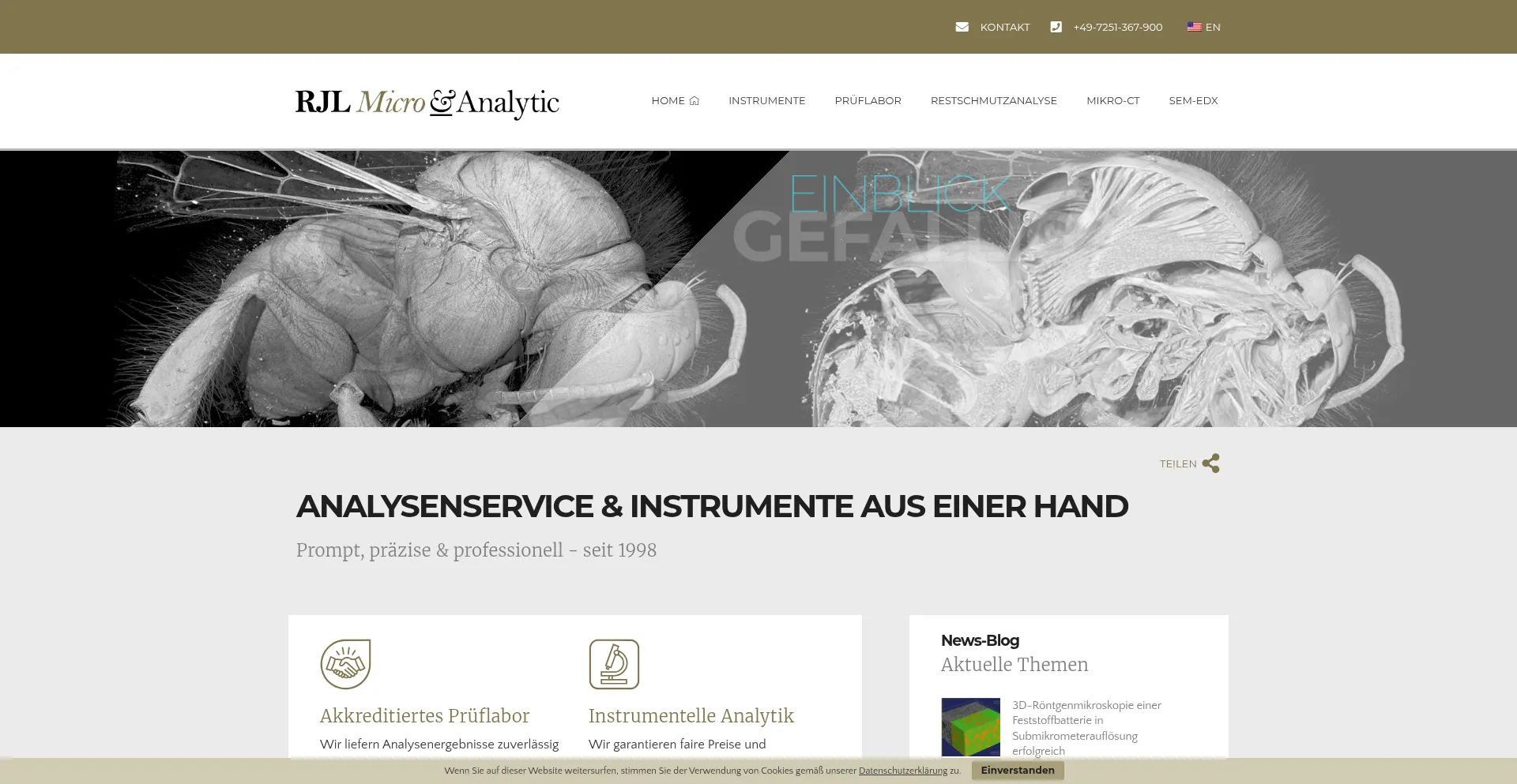 Website screenshot of Rjl-microanalytic.de