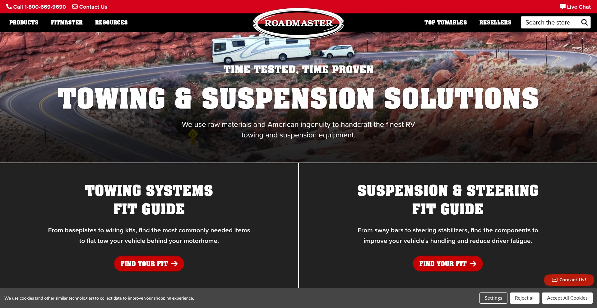 Website screenshot of Roadmasterinc.com