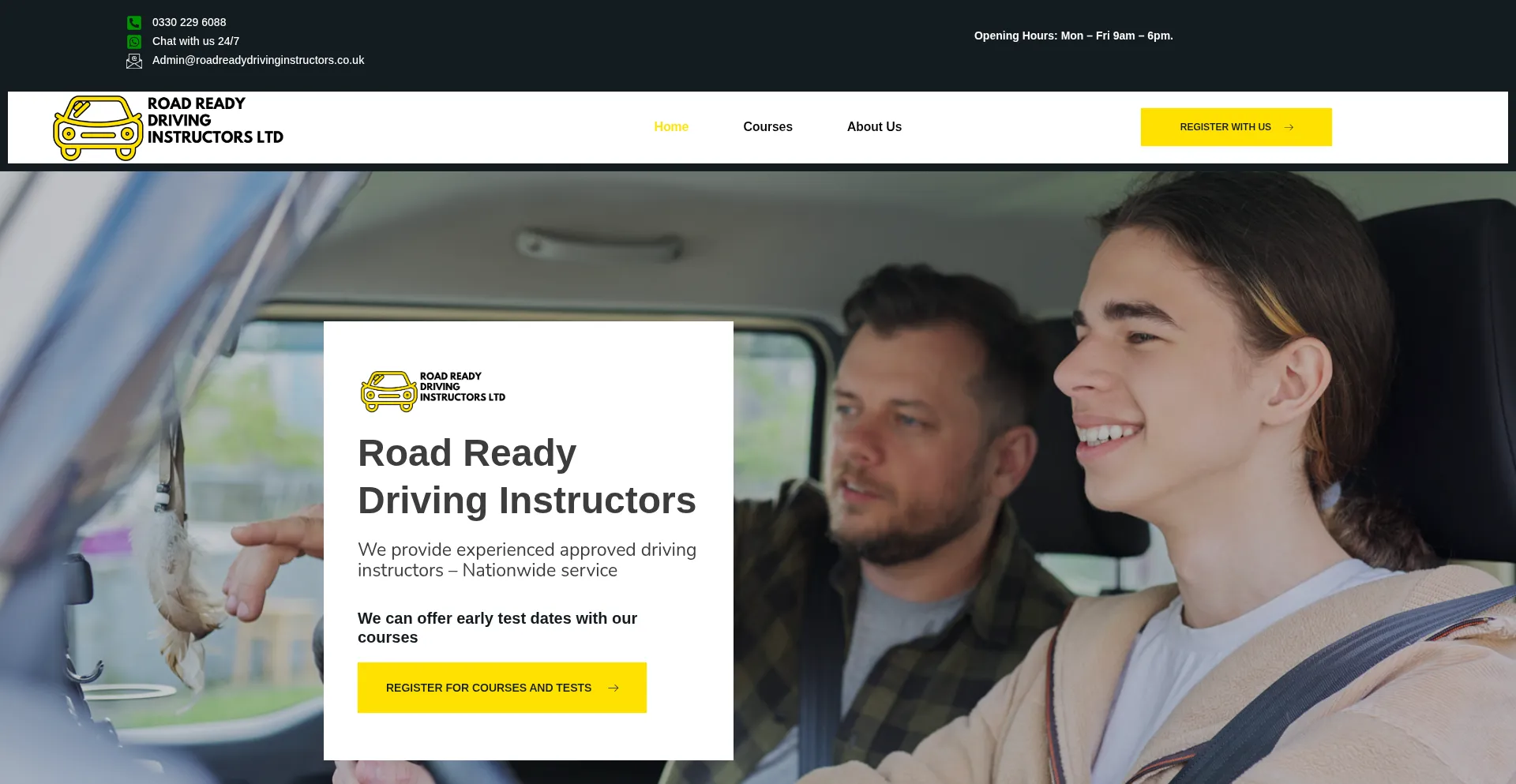 Website screenshot of Roadreadydrivinginstructors.co.uk