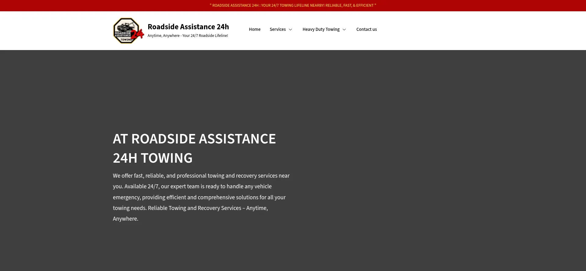 Website screenshot of Roadsideassistance24h.com