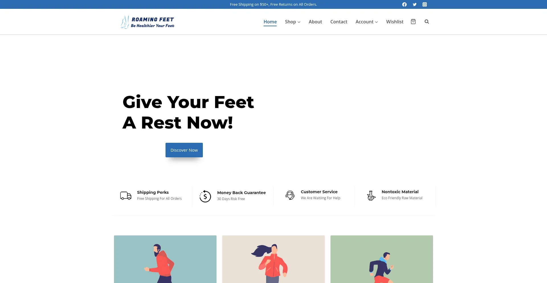 Website screenshot of Roamingfeet.com