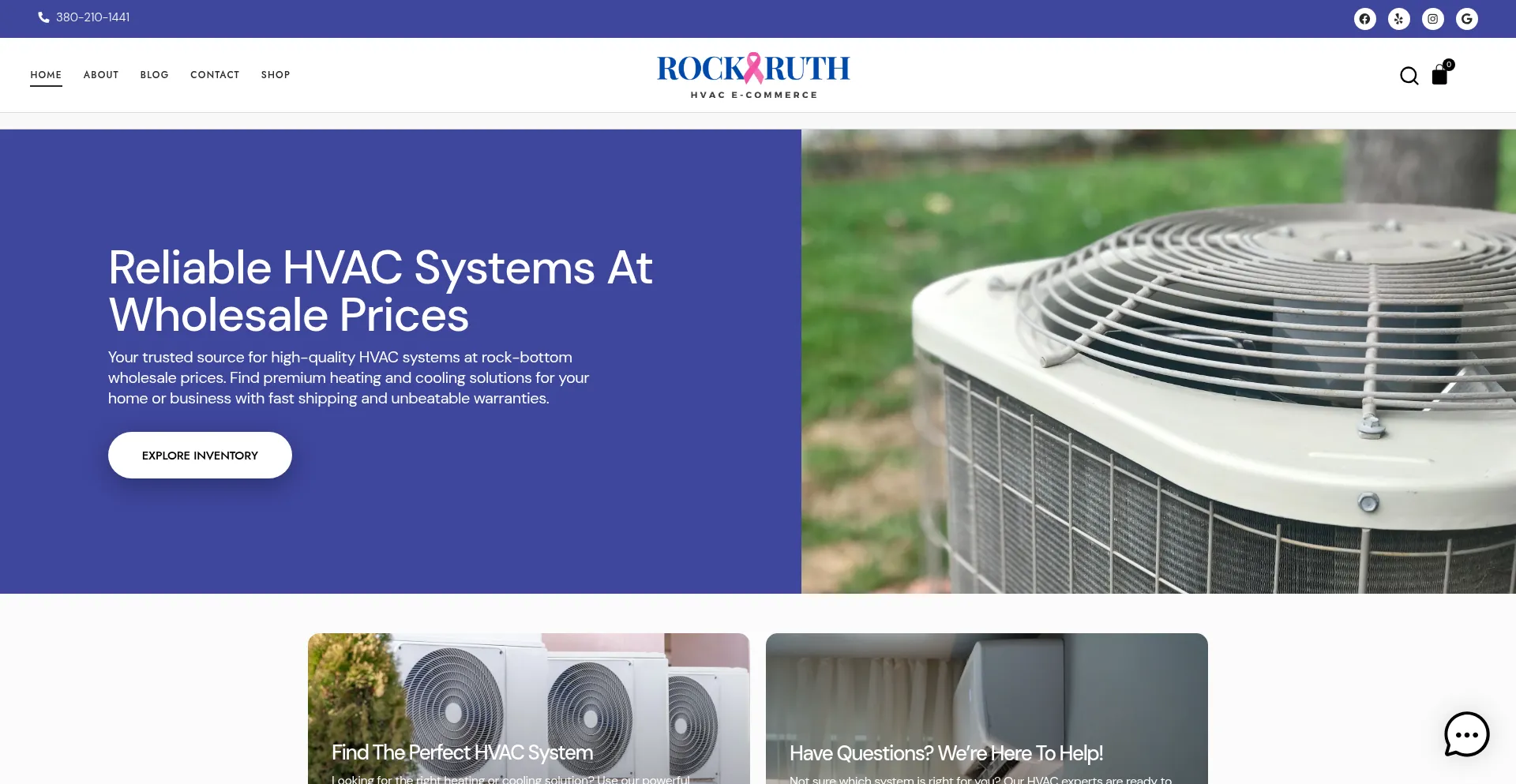Website screenshot of Rockruthhvac.shop