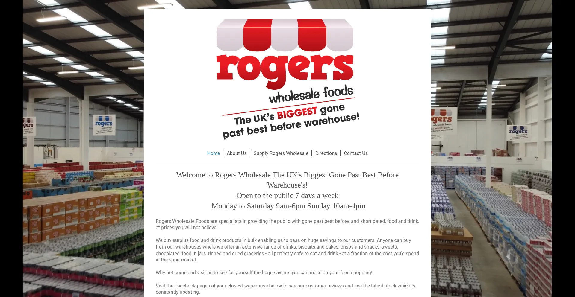 Website screenshot of Rogerswholesalefoods.co.uk
