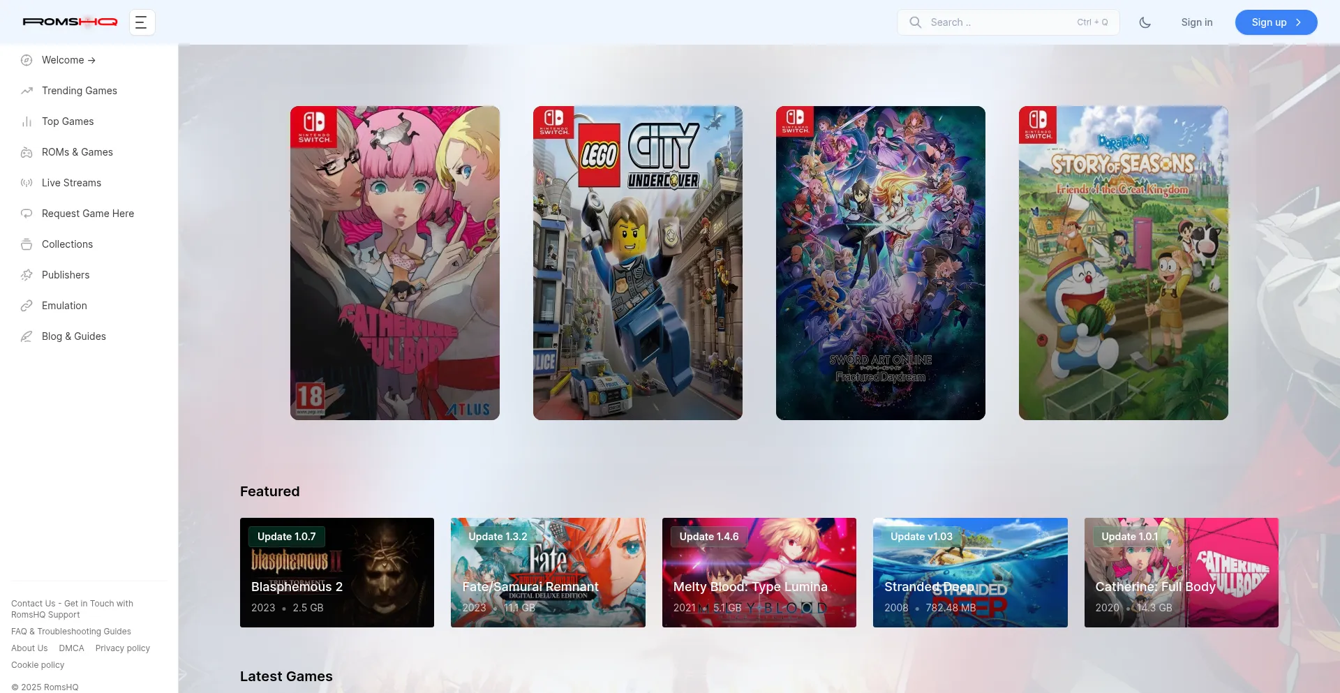 Website screenshot of Romshq.com