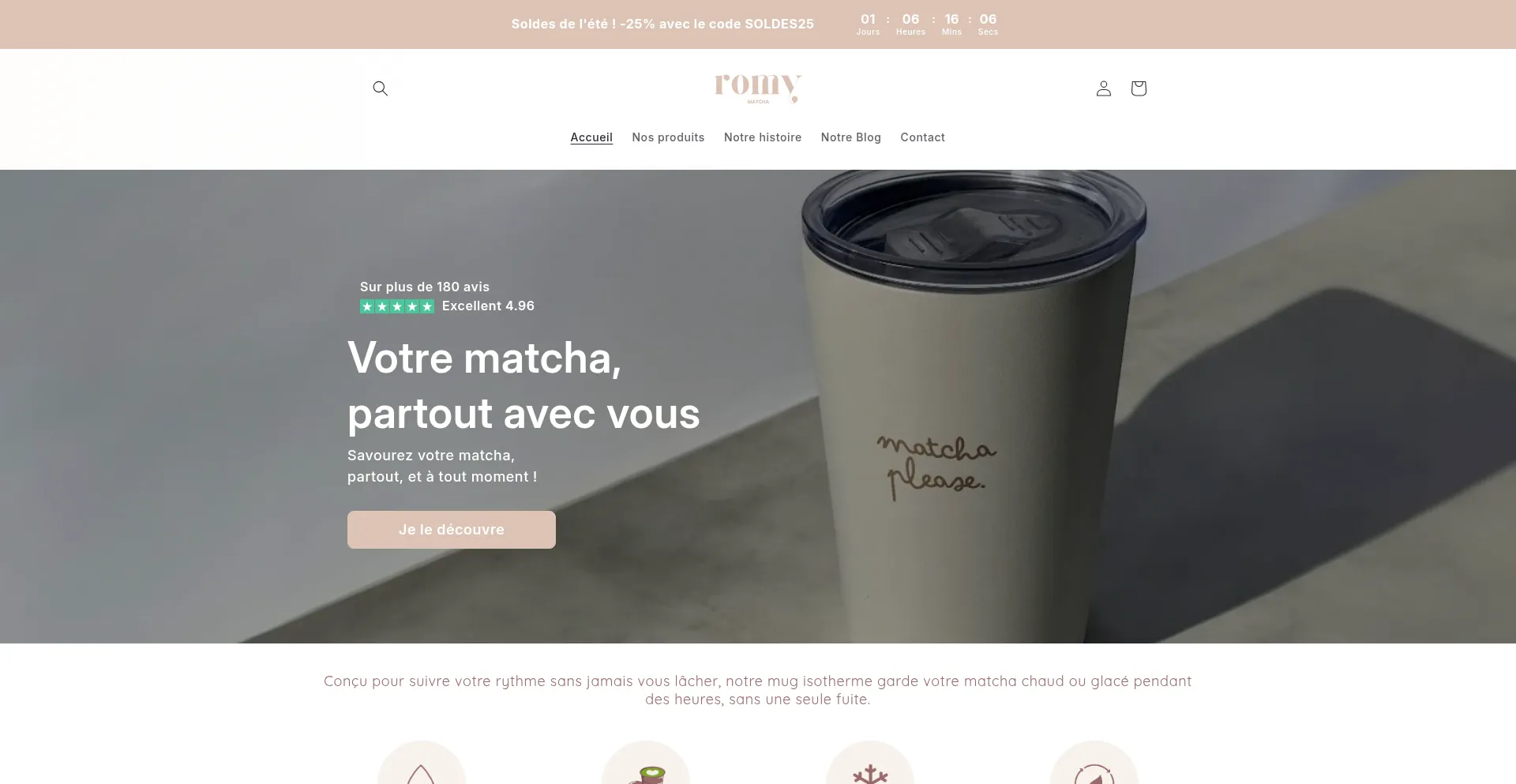Website screenshot of Romymatcha.com