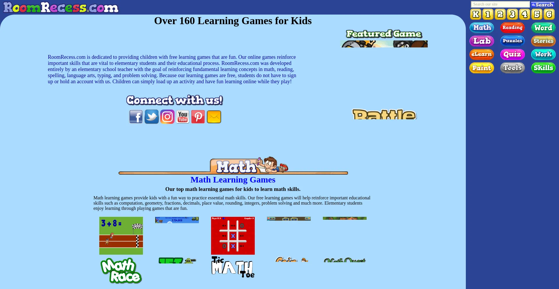 Website screenshot of Roomrecess.com