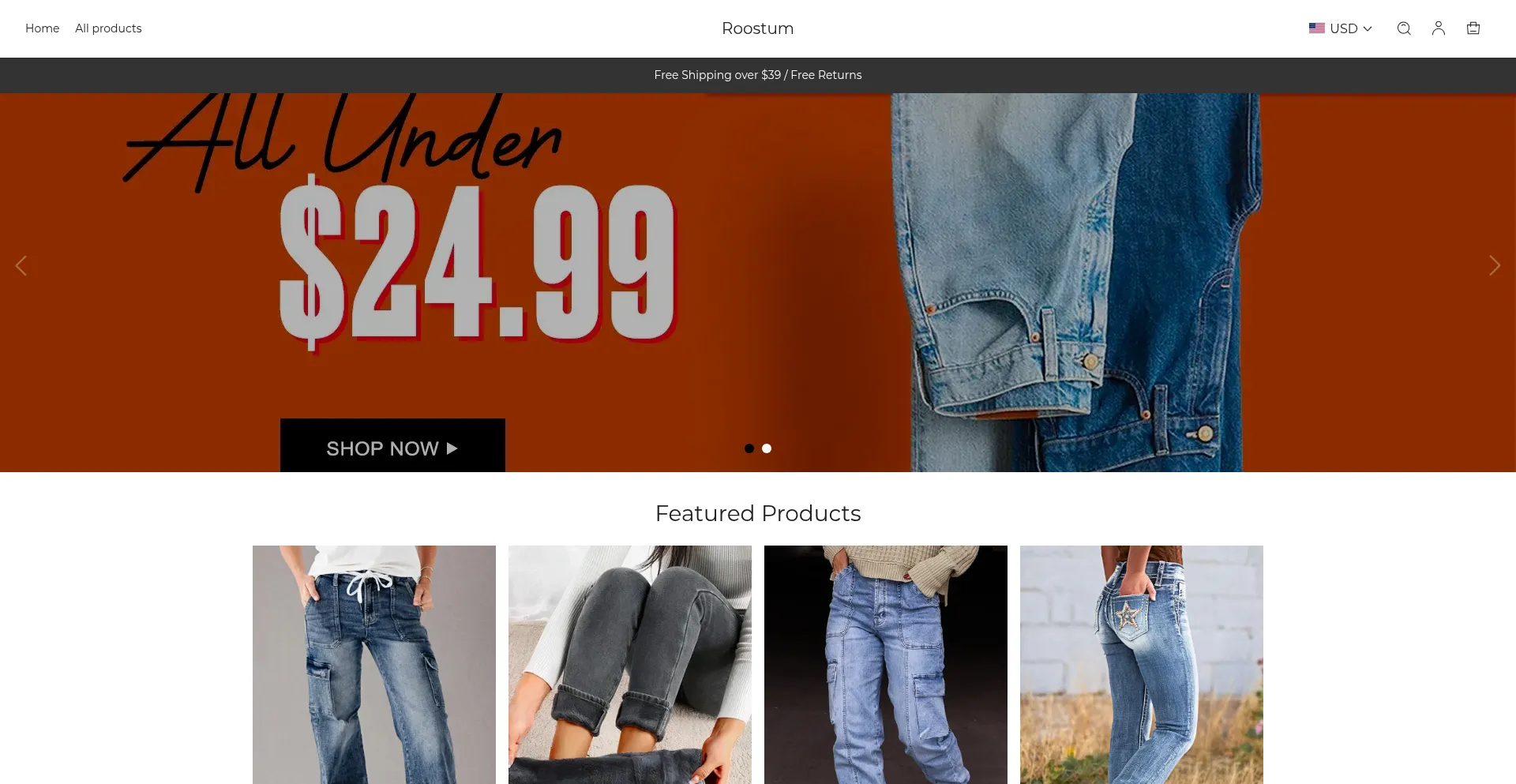 Website screenshot of Roostum.com