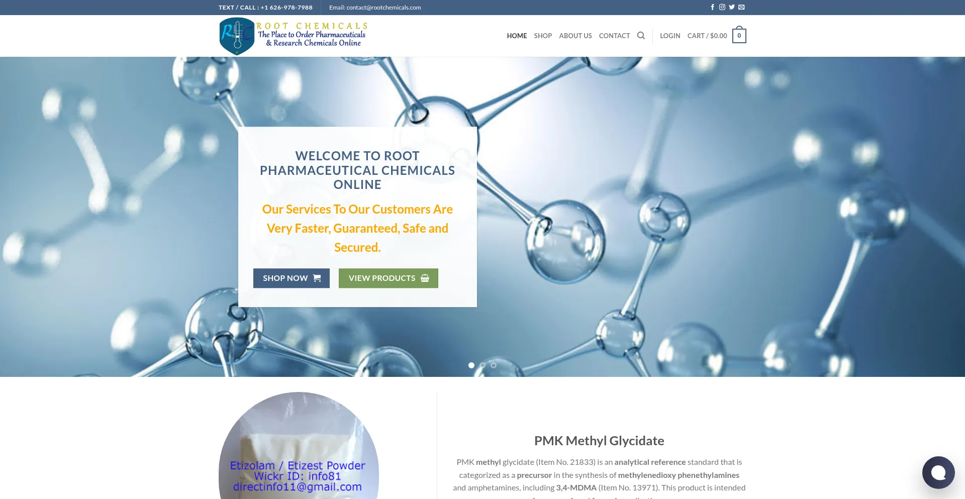 Website screenshot of Rootchemicals.com