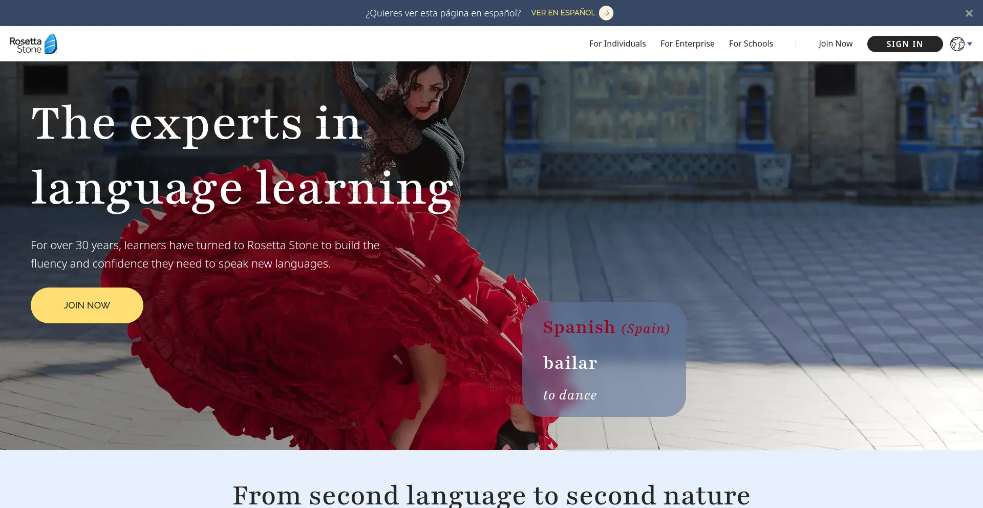 Website screenshot of Rosettastone.com