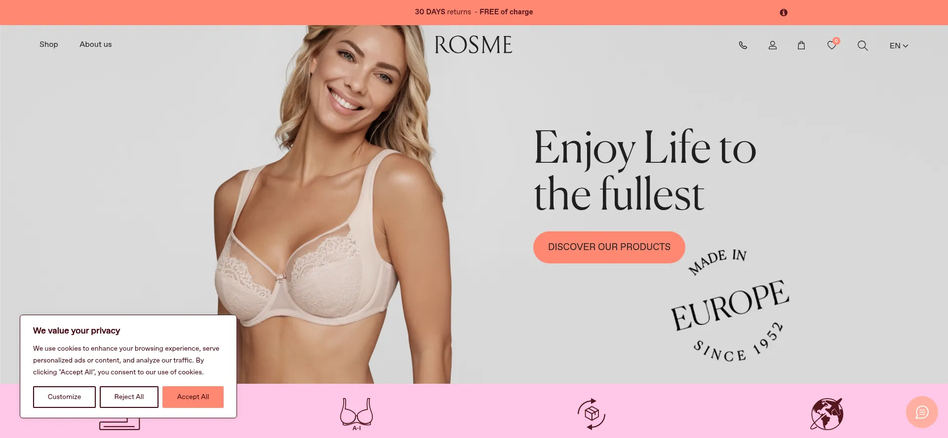 Website screenshot of Rosme.com
