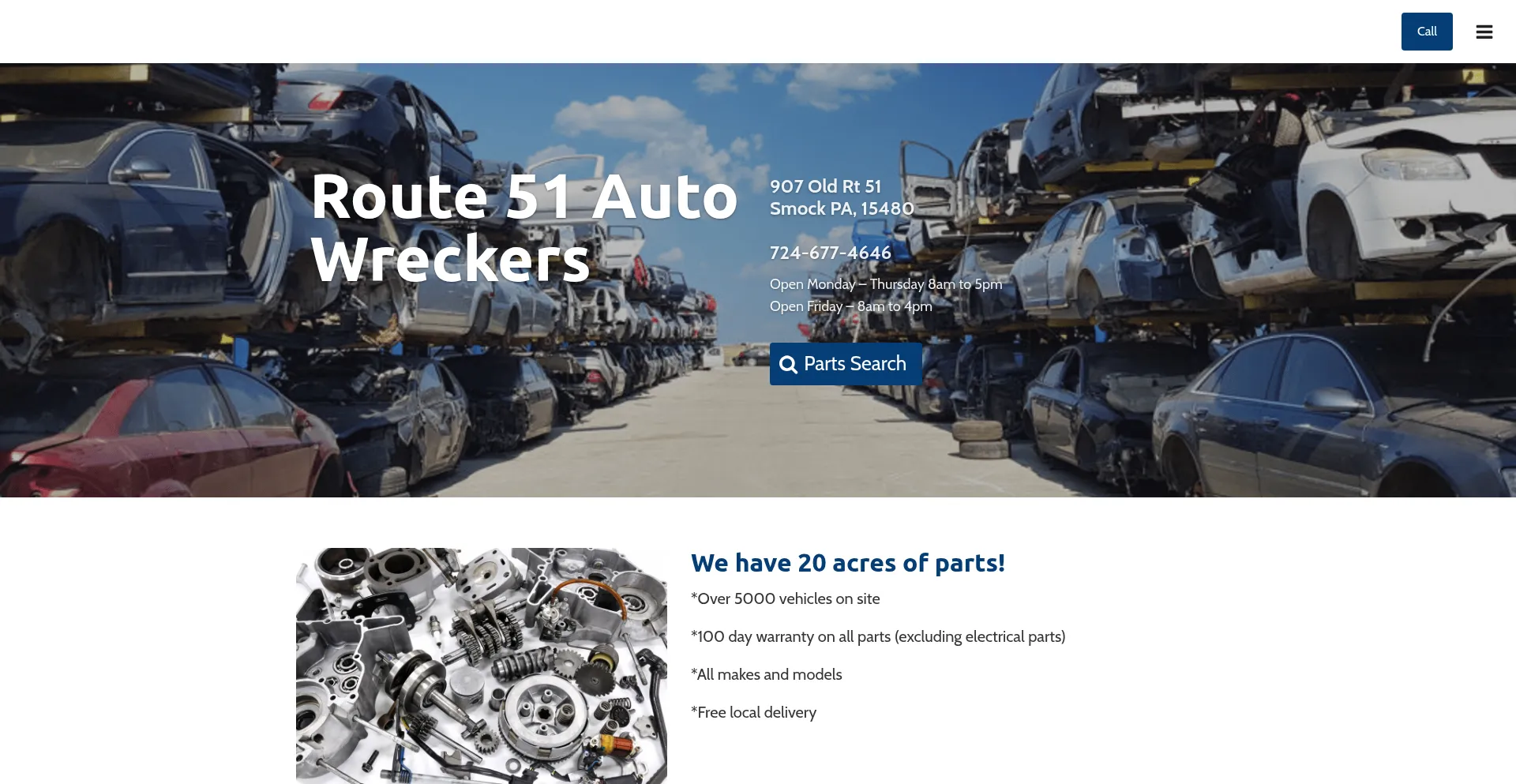 Website screenshot of Route51wreckers.com