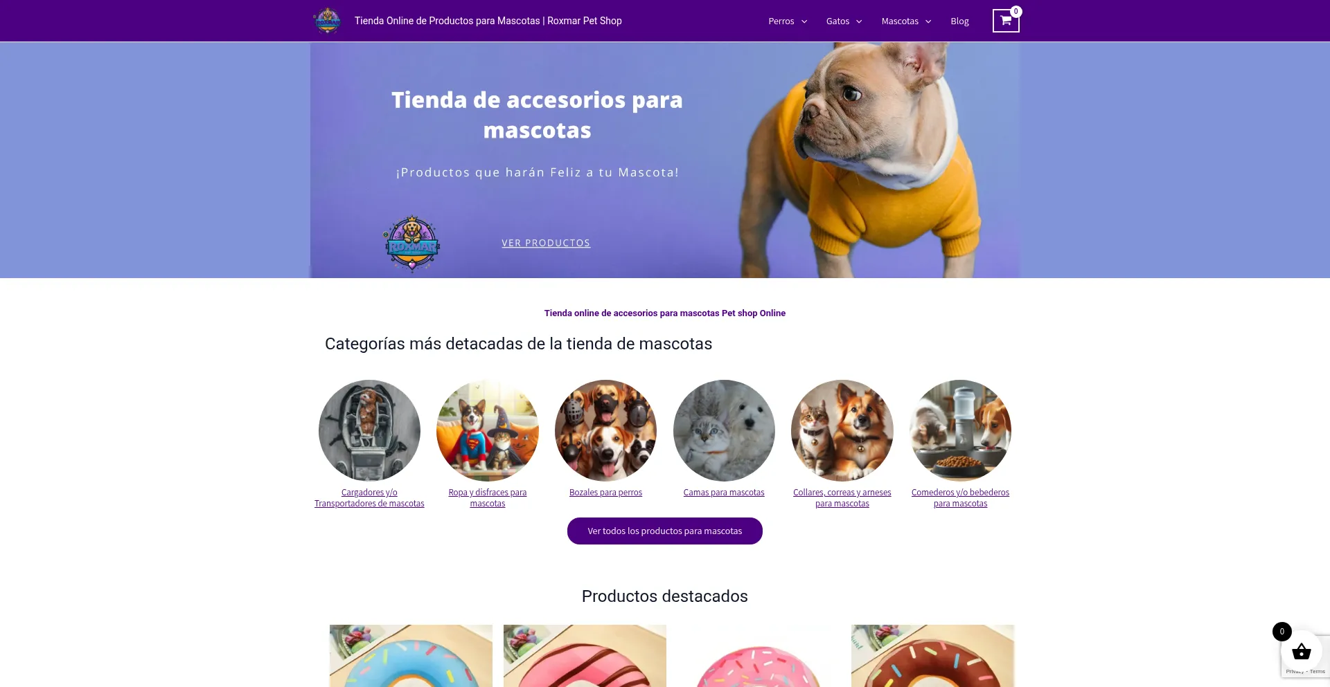 Website screenshot of Roxmar.pet