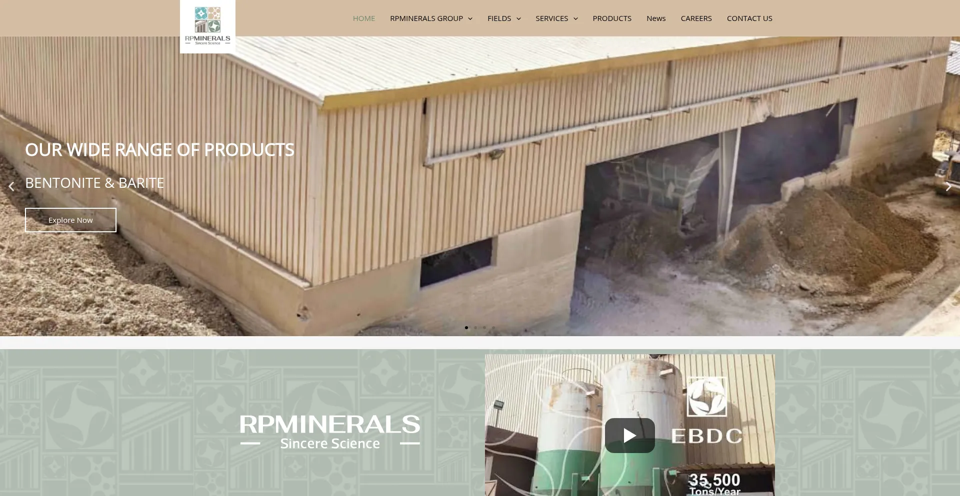 Website screenshot of Rpminerals.com