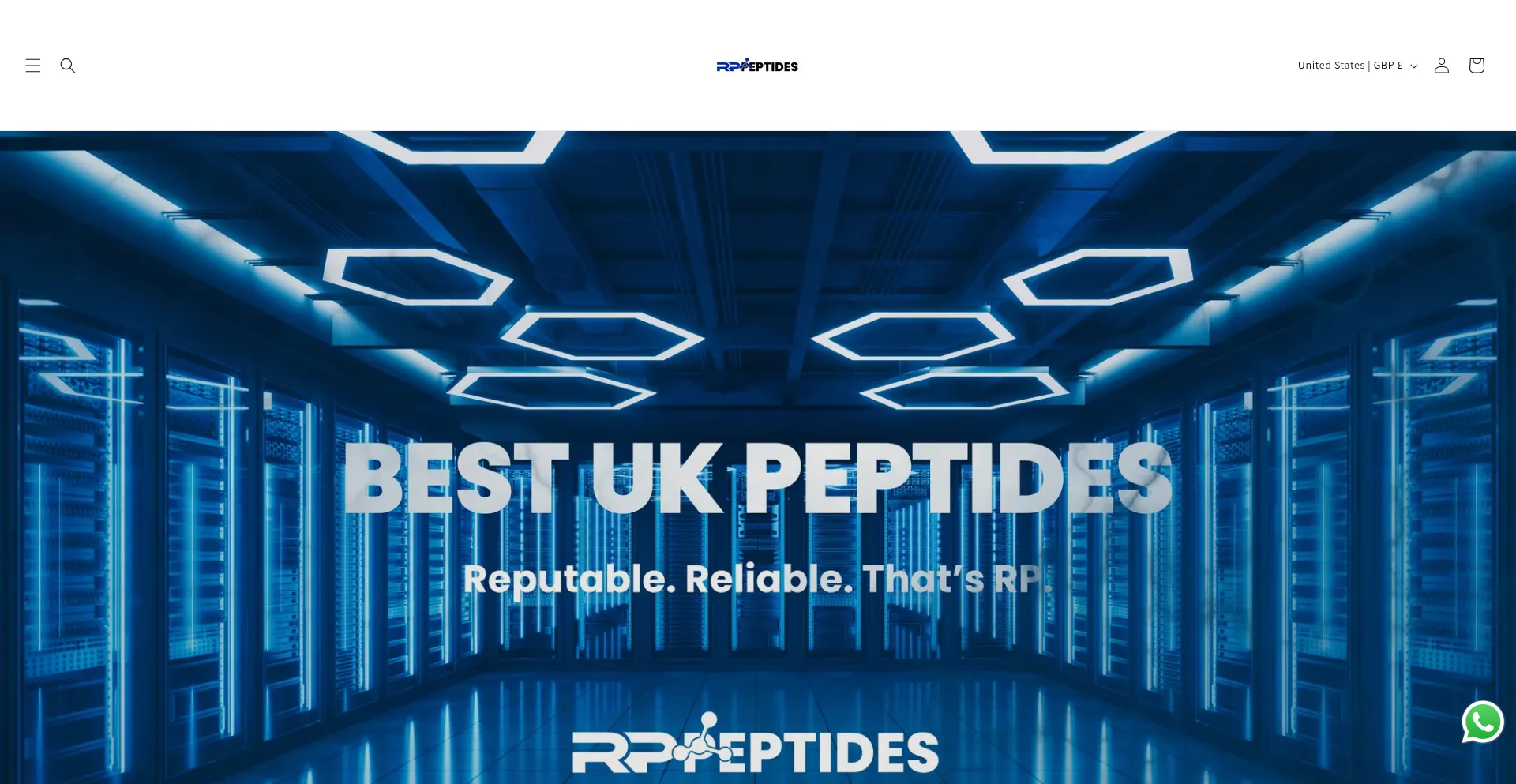 Website screenshot of Rppeptides.co.uk