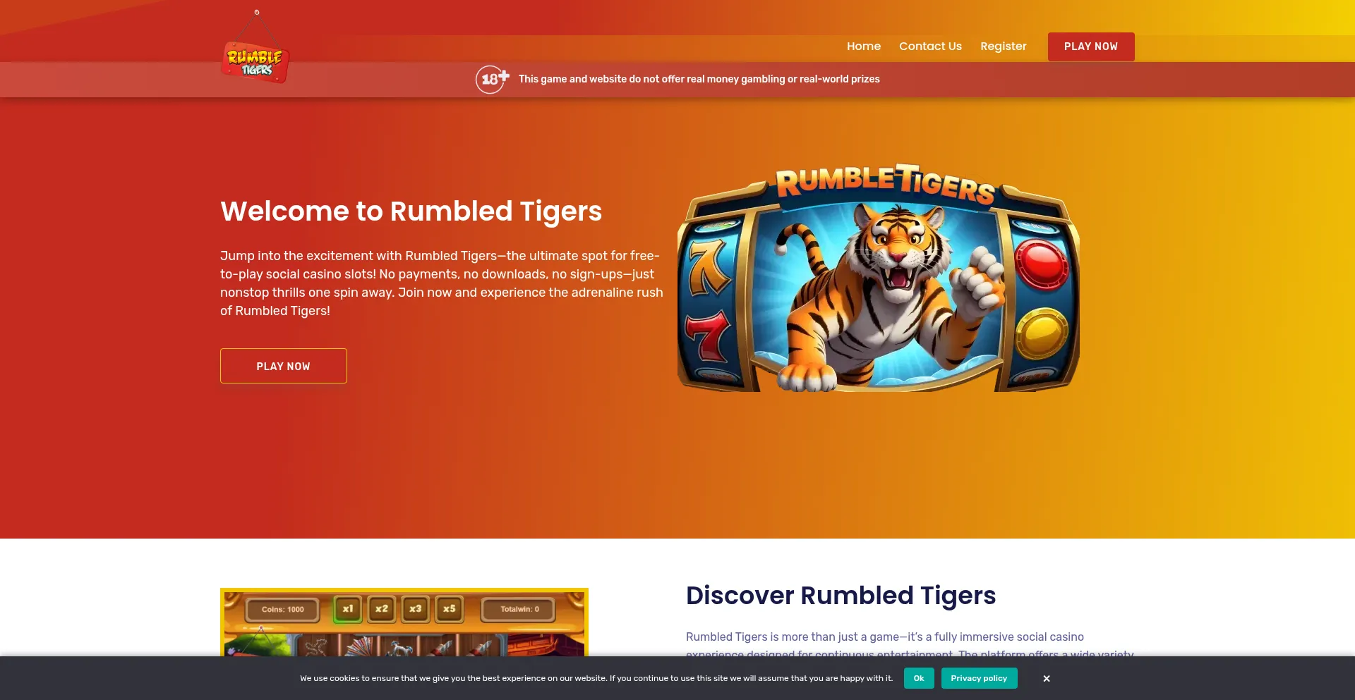 Website screenshot of Rumbled-tigers.com