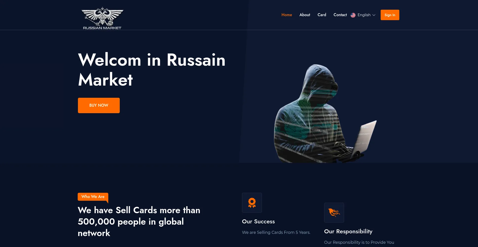 Website screenshot of Russainmarket.shop