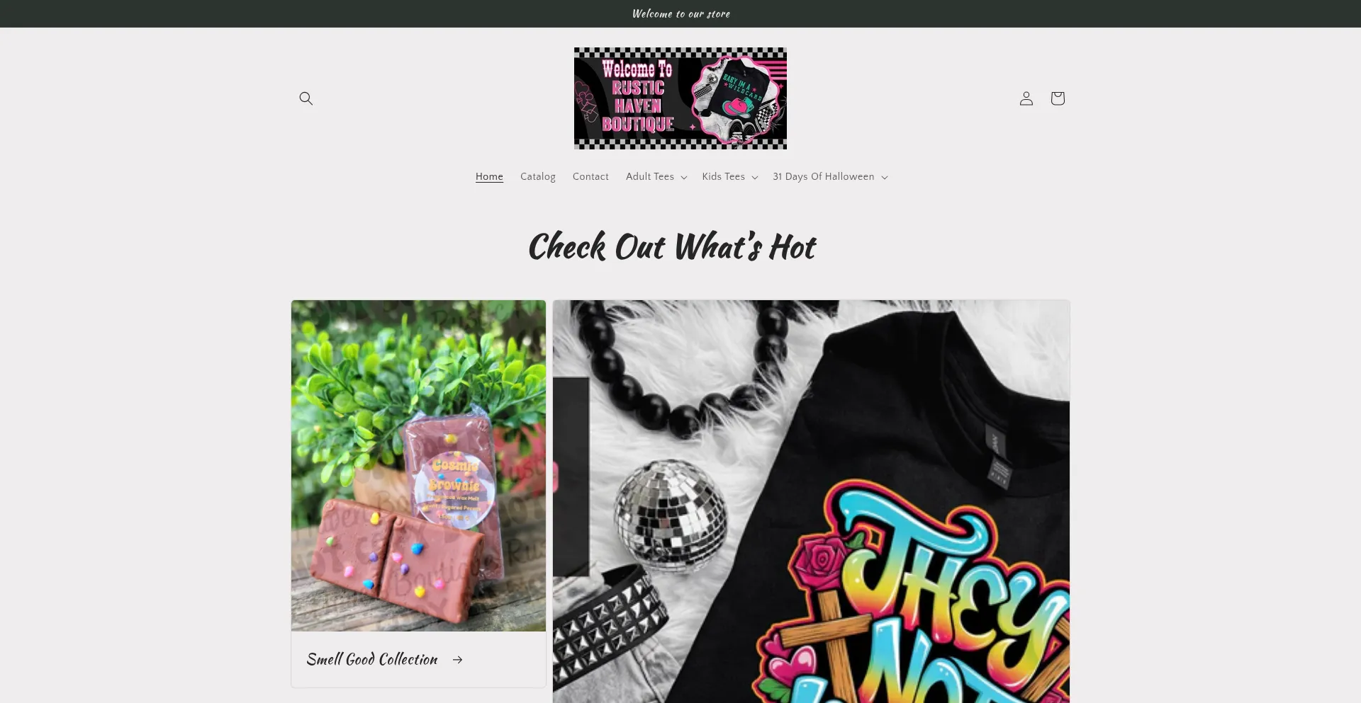 Website screenshot of Rustichavenboutiquellc.myshopify.com