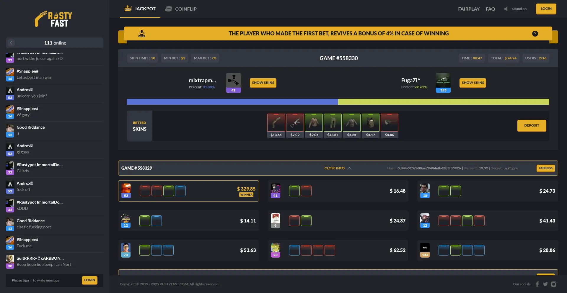 Website screenshot of Rustyfast.com