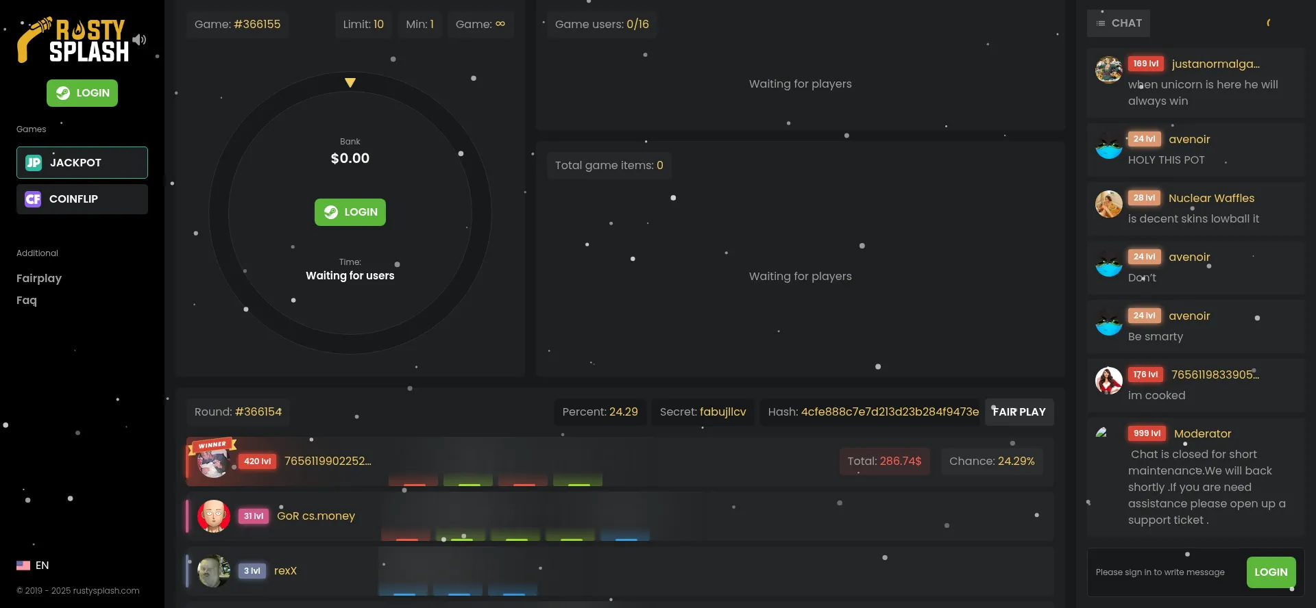 Website screenshot of Rustysplash.com