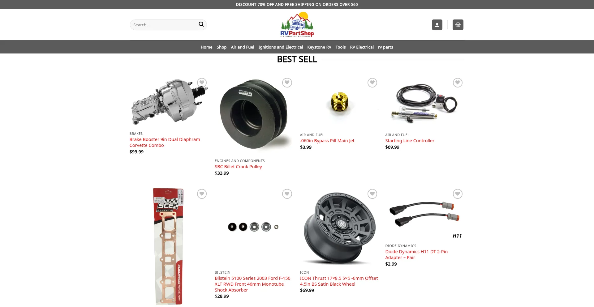 Website screenshot of Rv-replacementparts.com