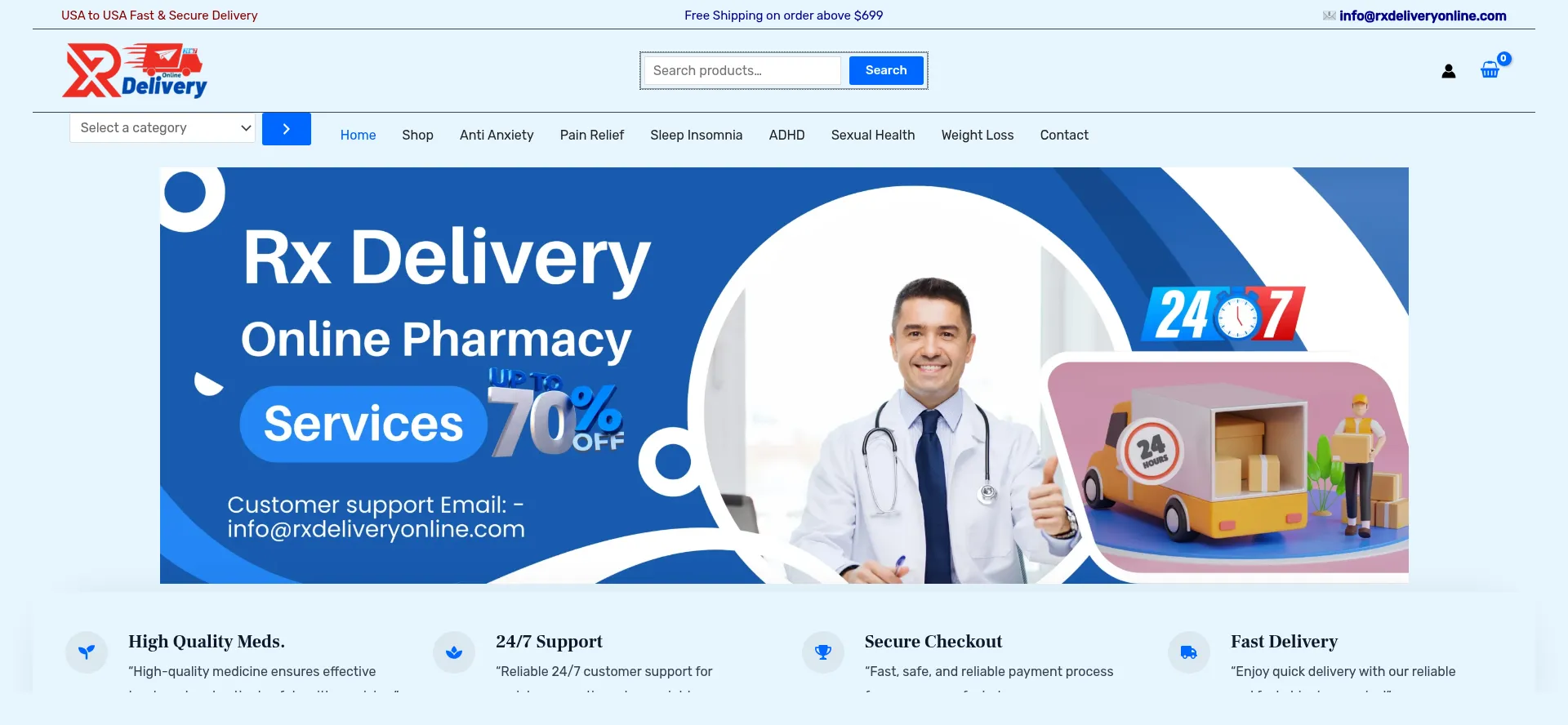Website screenshot of Rxdeliveryonline.com