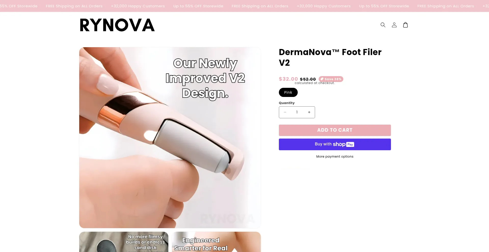 Website screenshot of Rynovas.store
