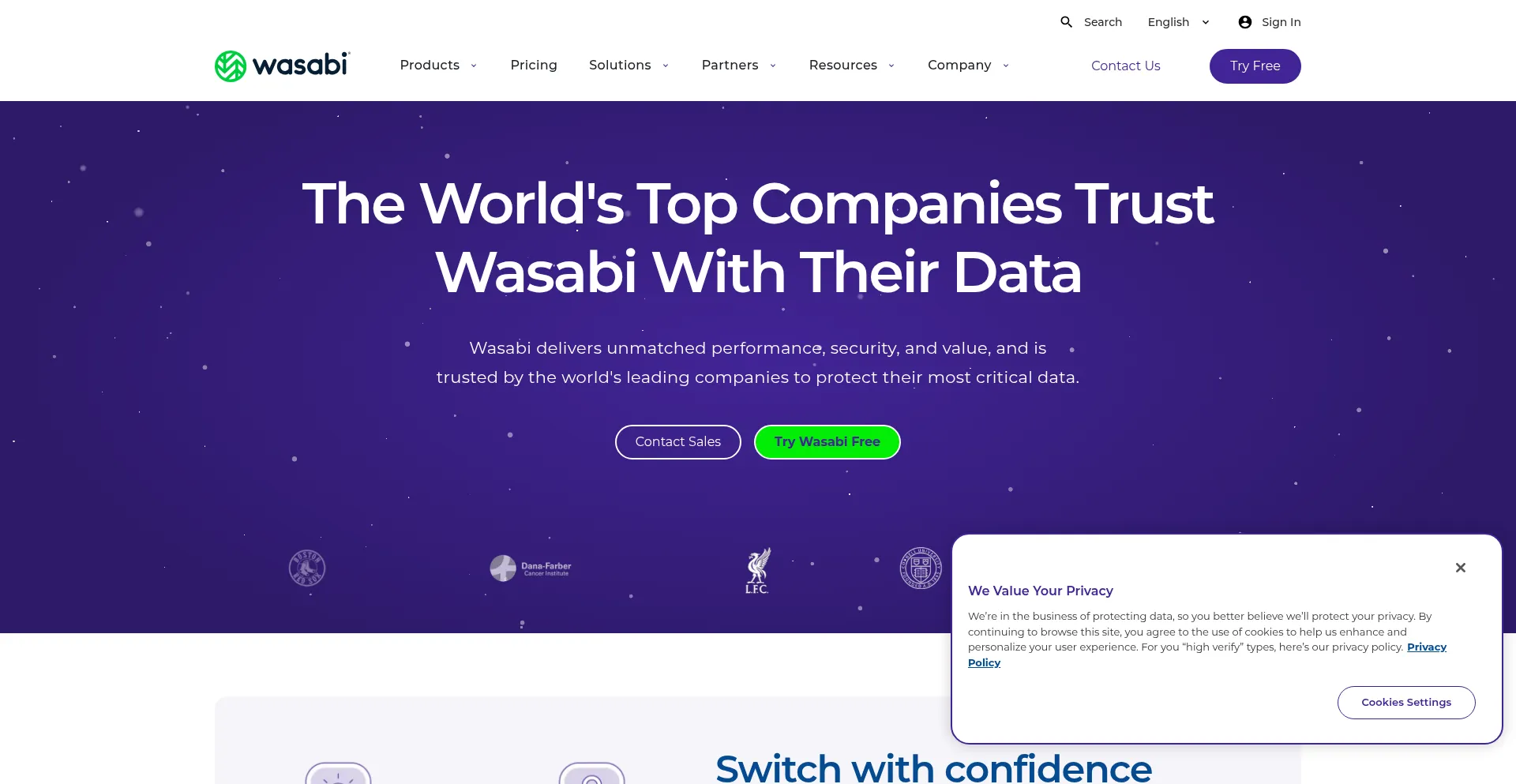 Website screenshot of S3.eu-central-1.wasabisys.com