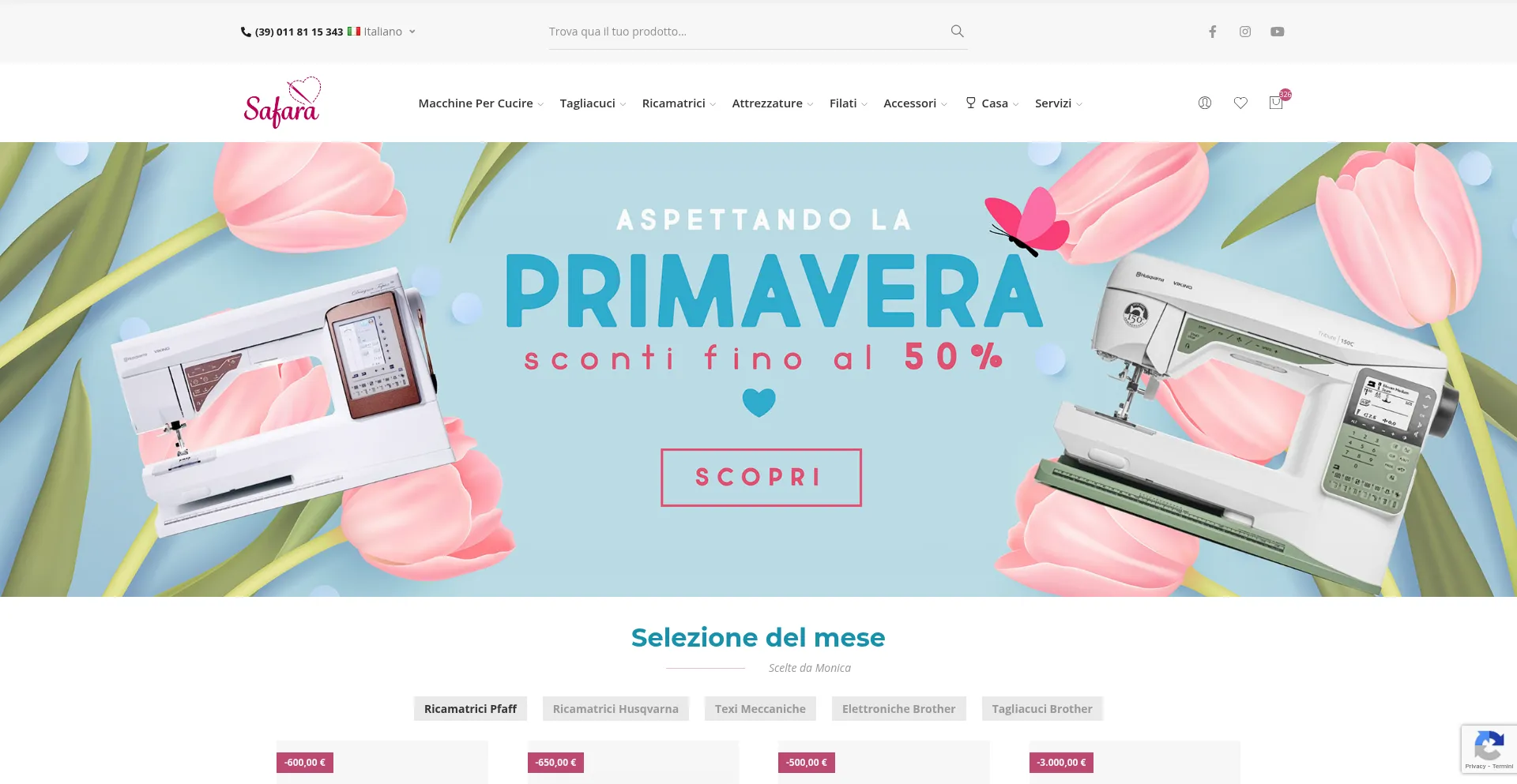 Website screenshot of Safara-cucito.it