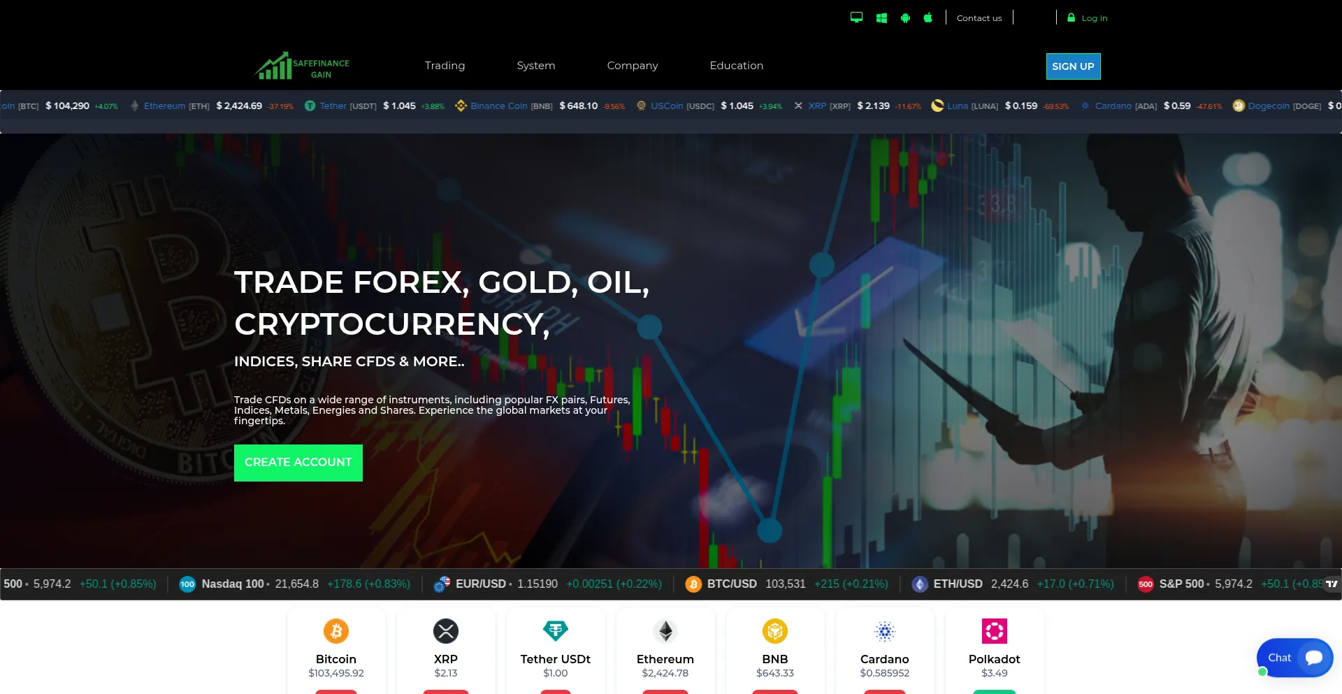 Website screenshot of Safefinancegain.com